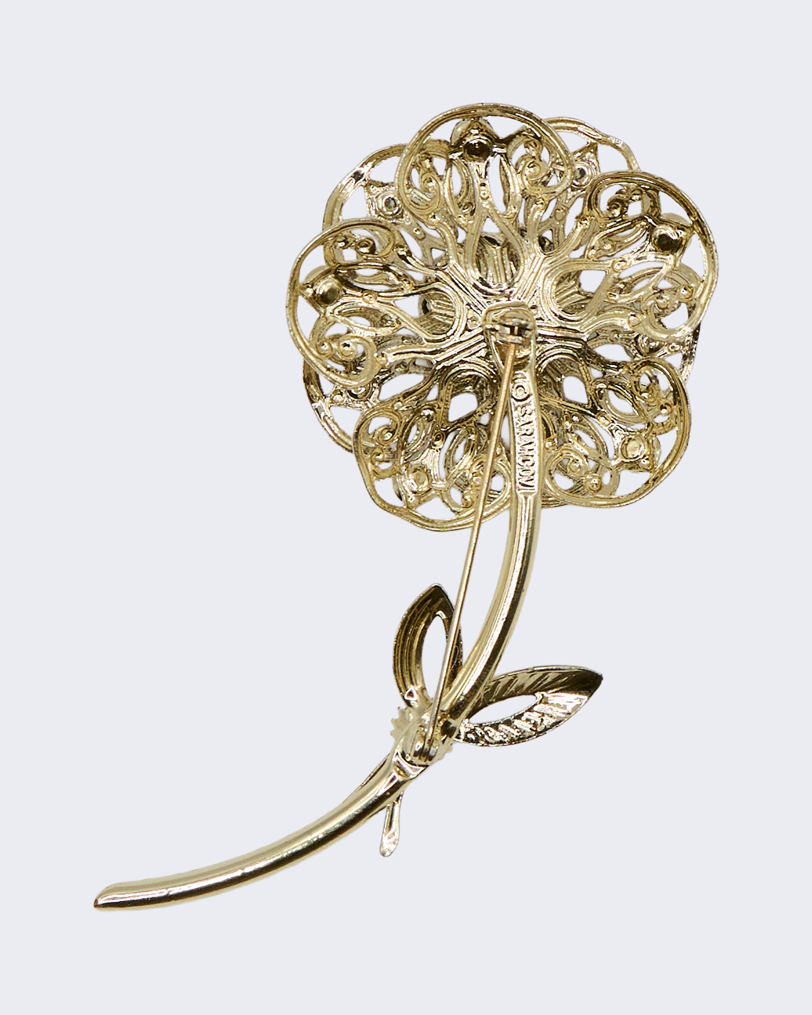 Spilla Vintage firmata Sarah Coventry Fiore Strass Aurora Boreale Anni ’60