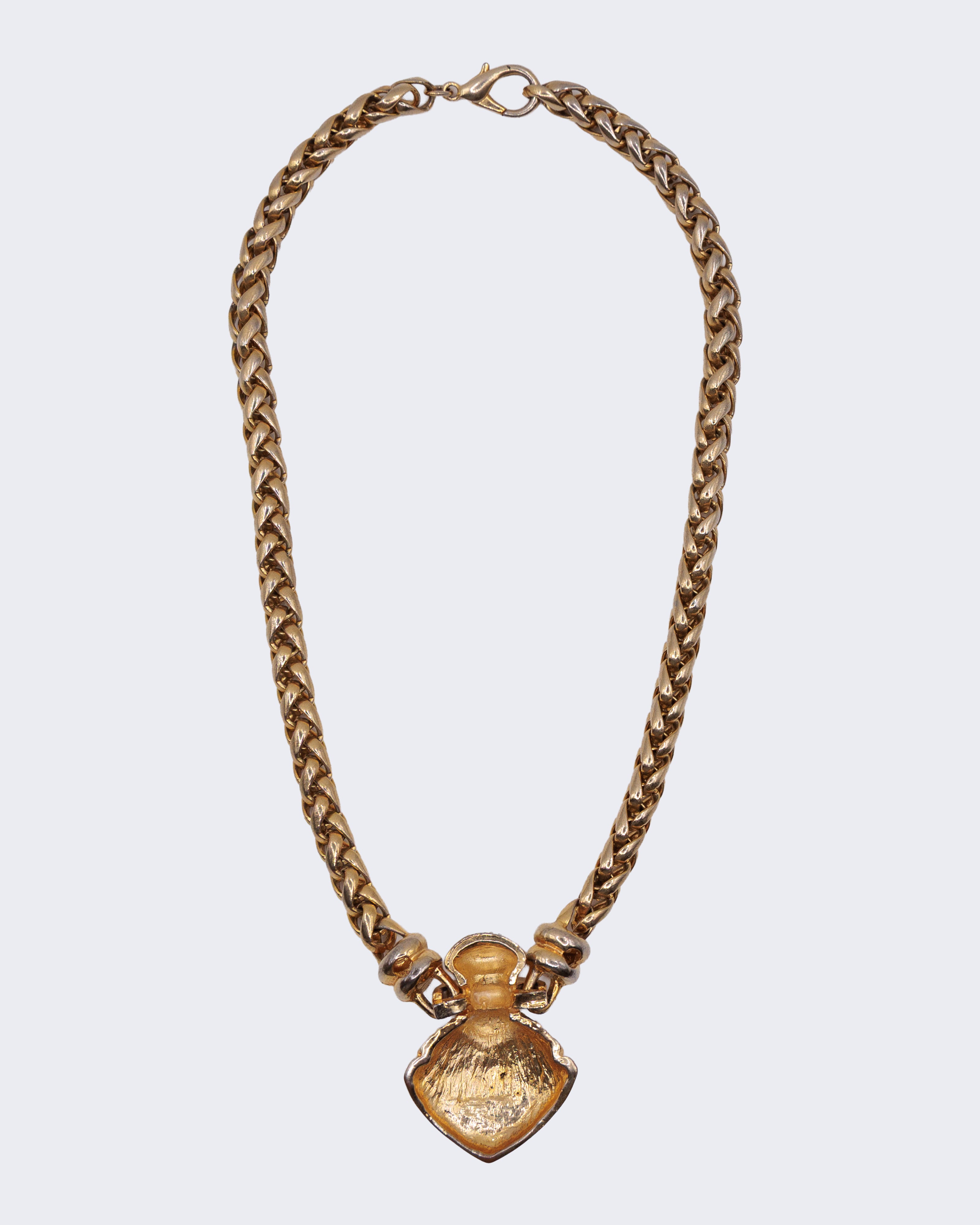 Collana Vintage Dorata con Ciondolo Cuore e Strass