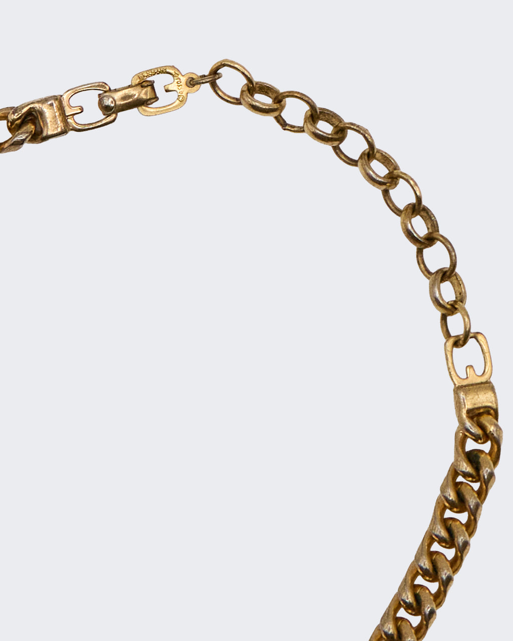 Collier Christian Dior vintage des années 1980 – Maillons en or avec cabochons et strass