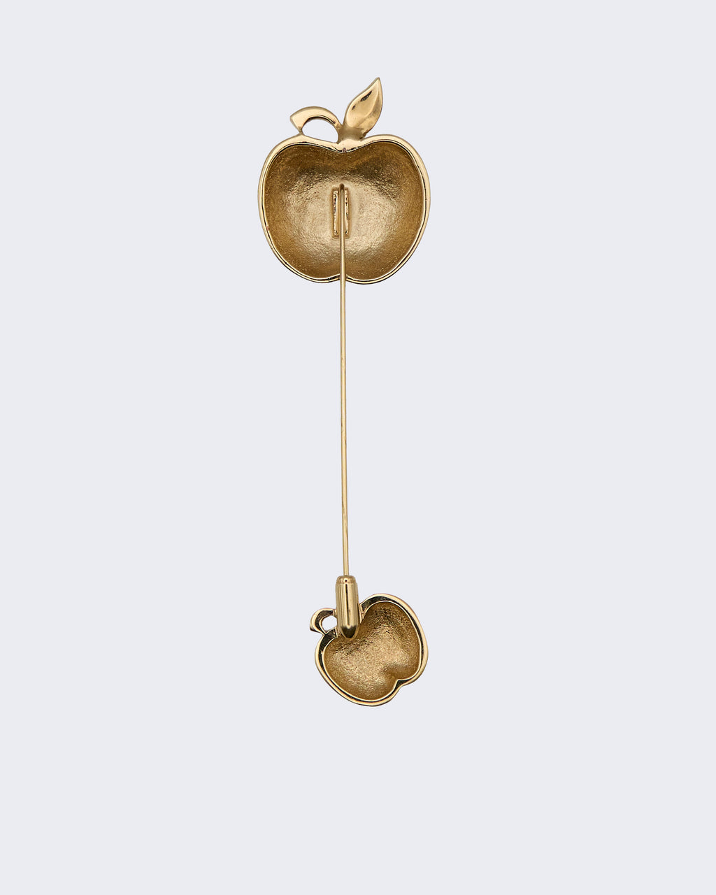 Spilla Vintage a Forma di Mela in Metallo Dorato con Strass