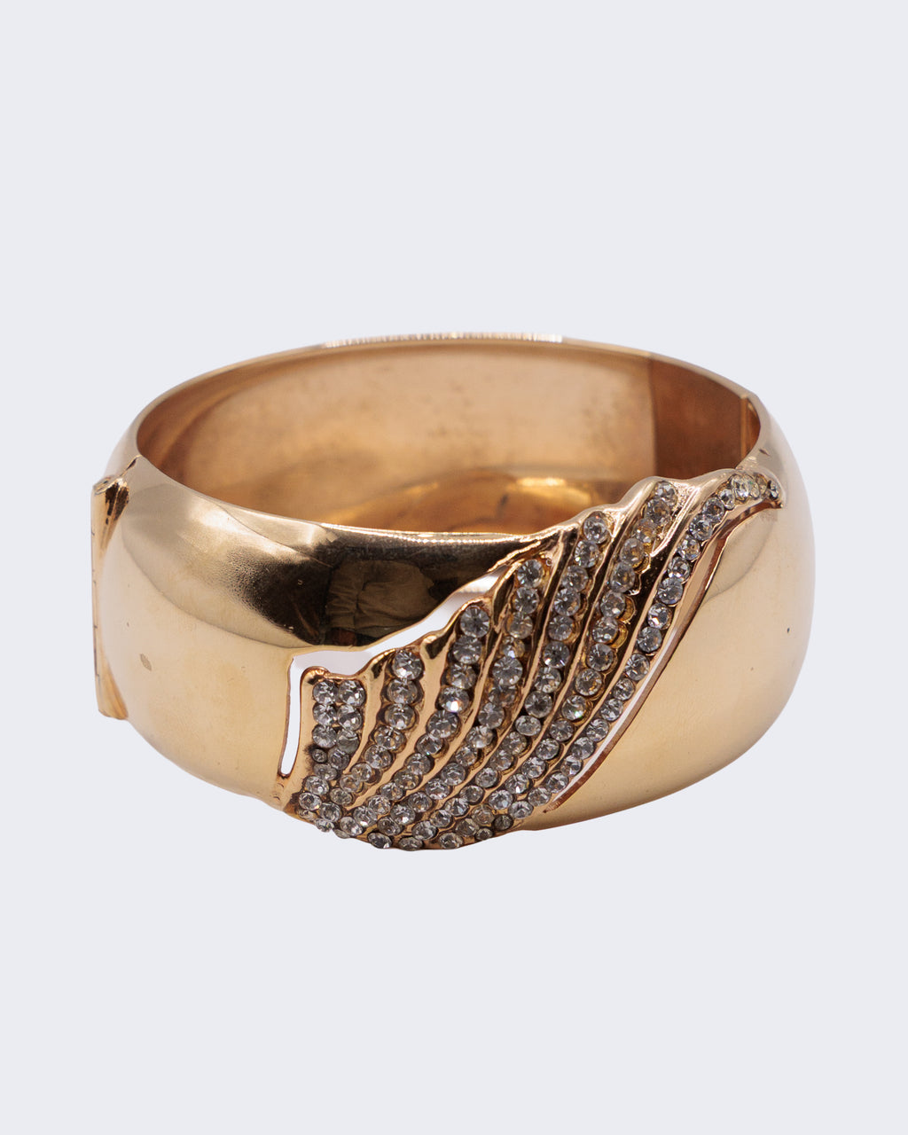 Bracciale rigido dorato con cristalli strass – elegante bangle vintage donna