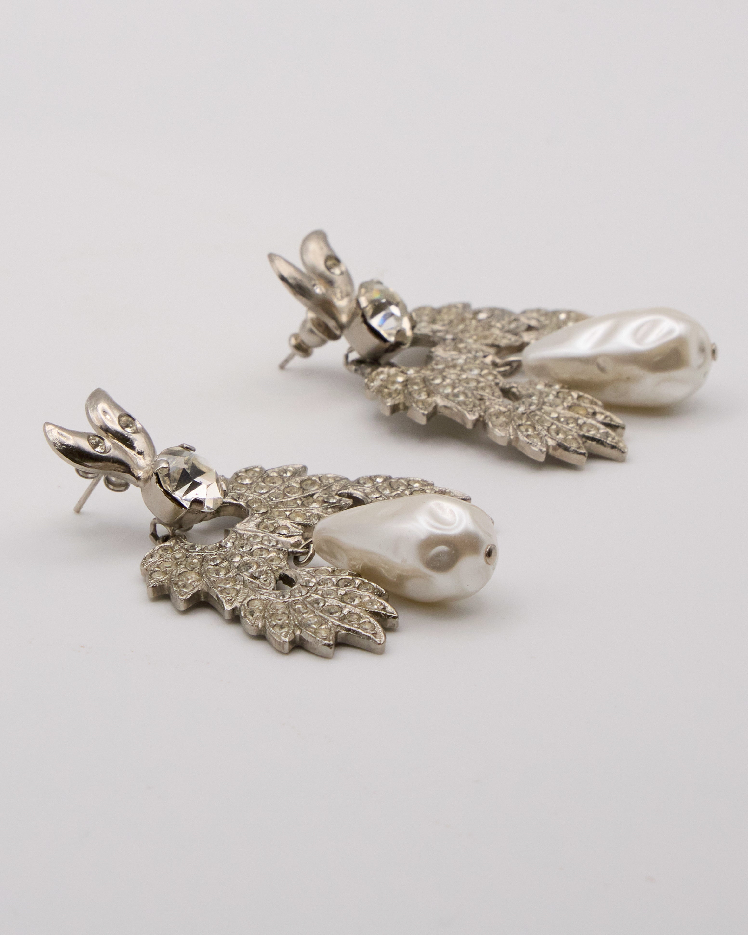 Boucles d'oreilles feuille en strass