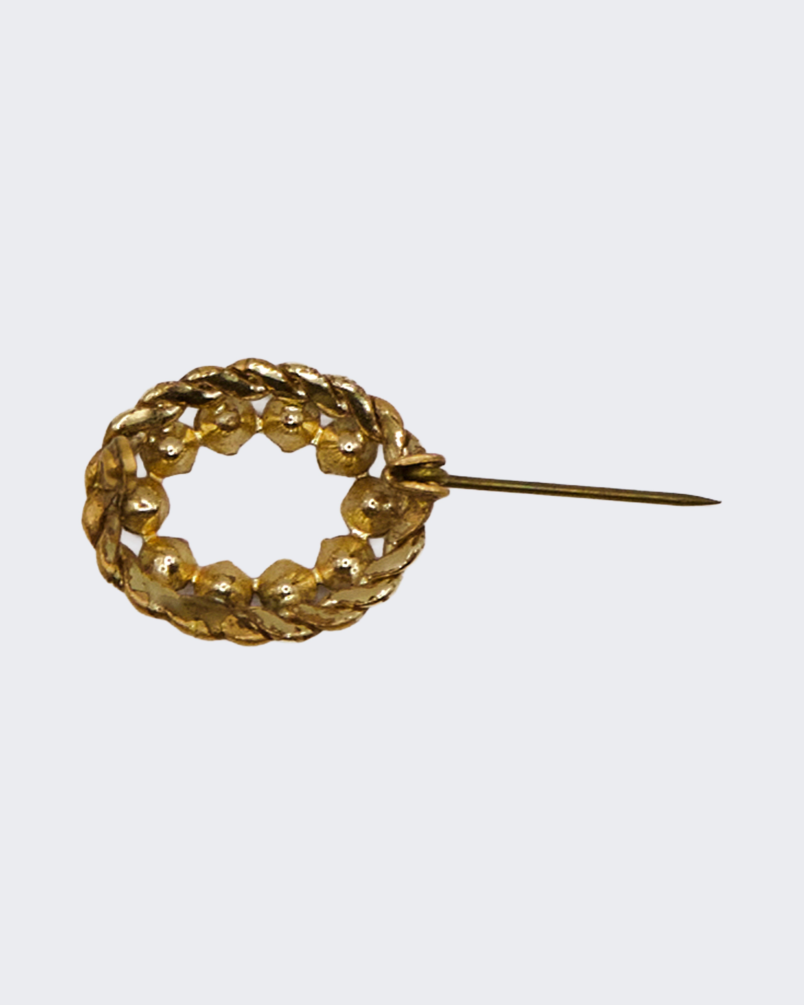 Spilla Vintage a Ghirlanda in Metallo Oro con Strass Rosa e Trasparenti – Bigiotteria Anni ’50-’60