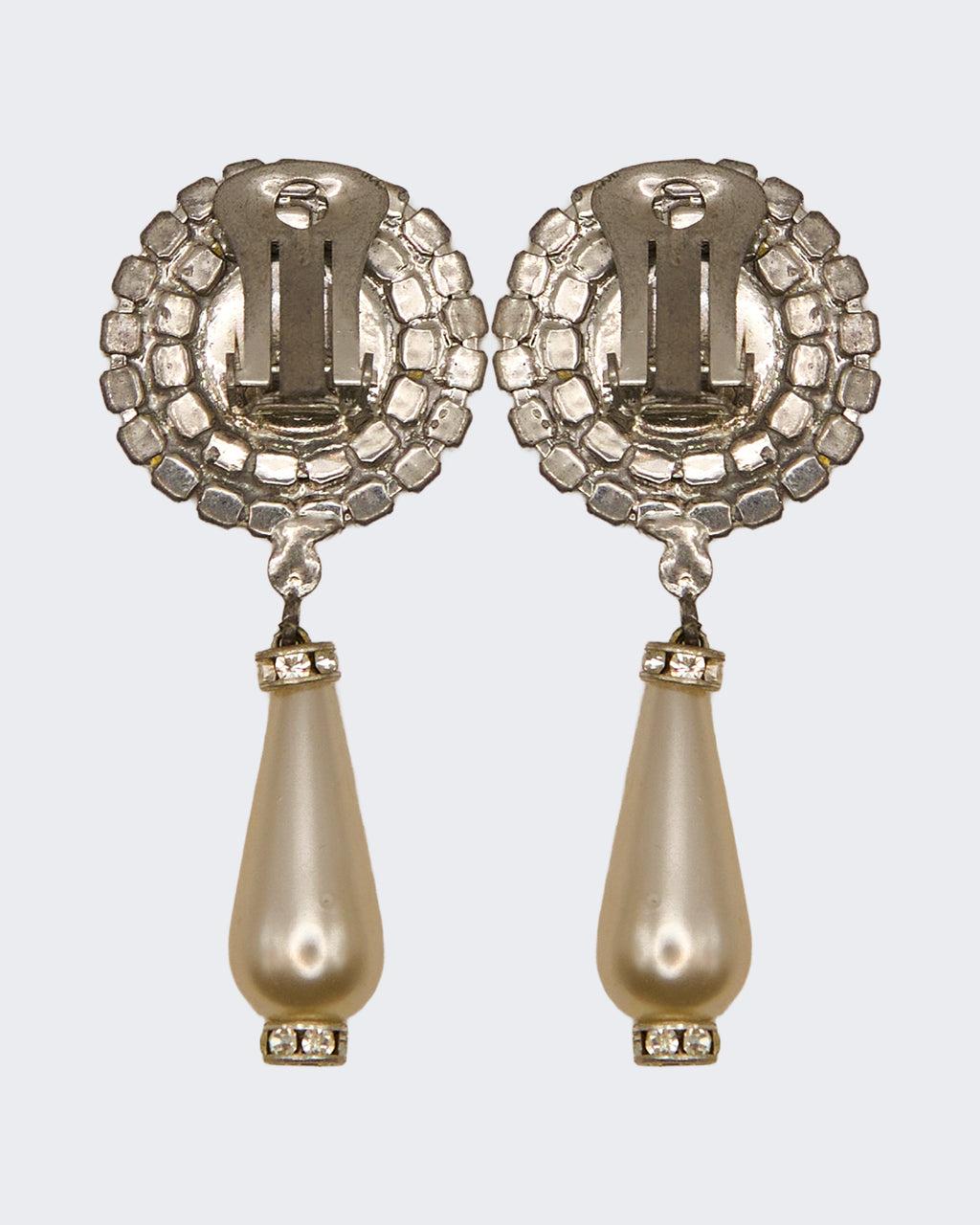 Orecchini Pendenti Vintage con Perle e Strass – Stile Anni ’80