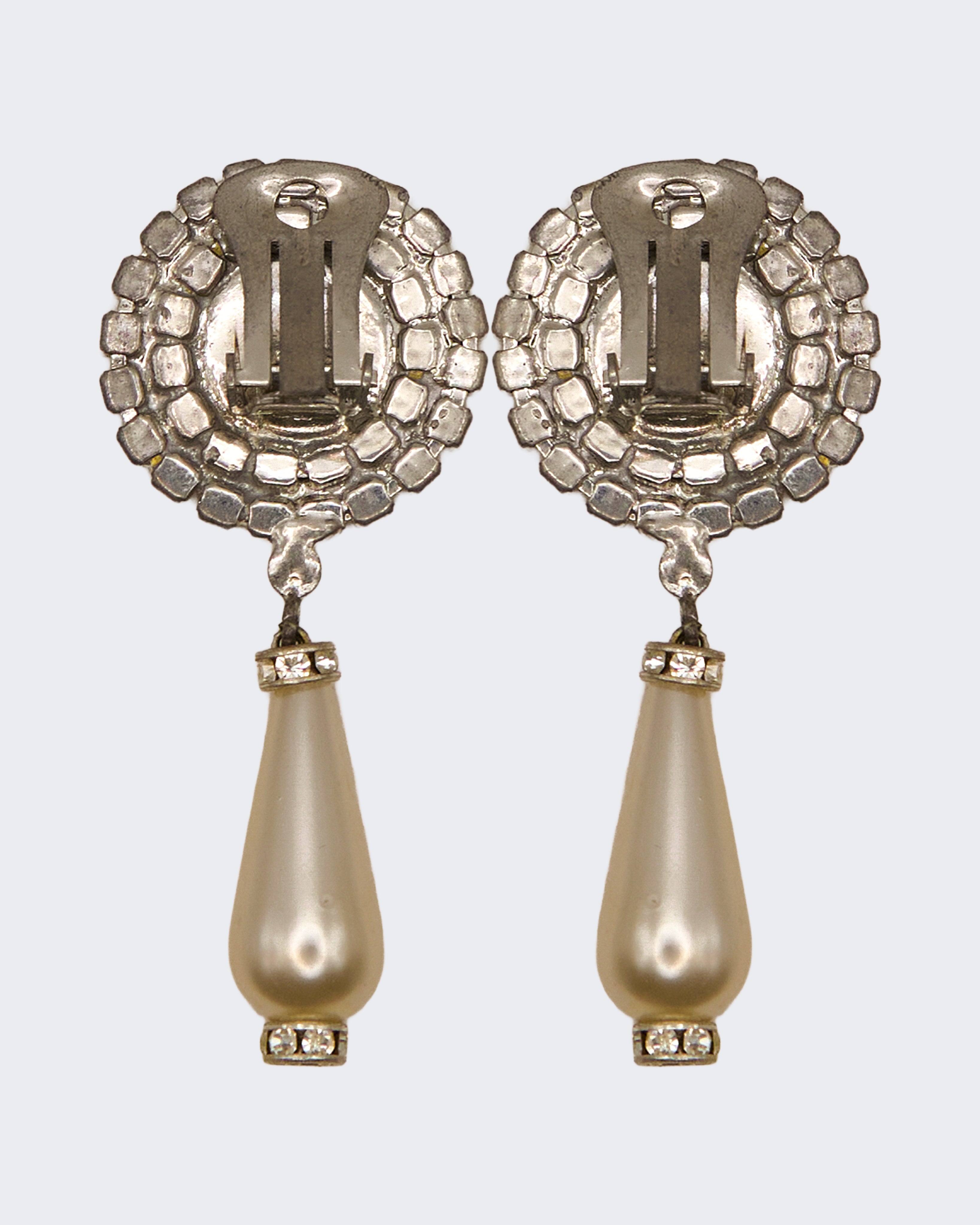 Orecchini Pendenti Vintage con Perle e Strass – Stile Anni ’80