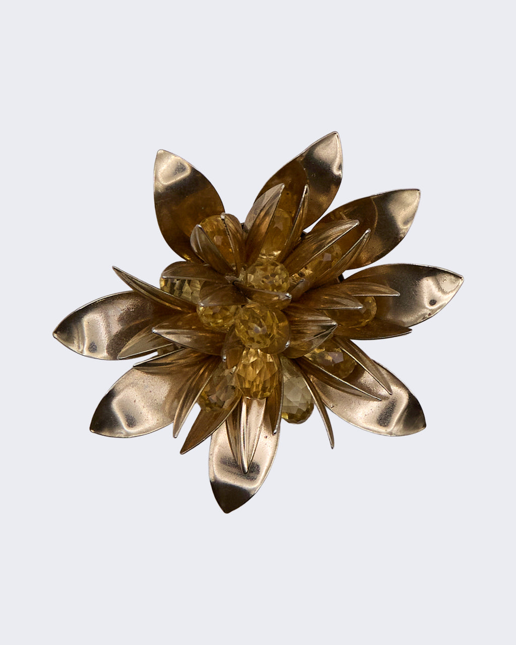 Spilla Vintage Fiore con Cristalli Ambra – Anni 50