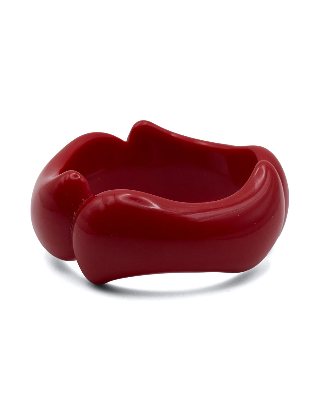 Bracciale Vintage Rosso Lucido Scultoreo in Resina Design Organico