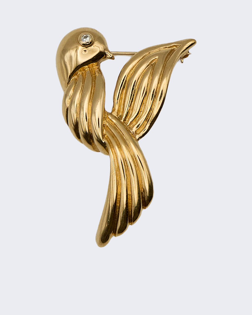 Spilla Vintage Uccello del Paradiso Placcata Oro con Strass – Anni ’80