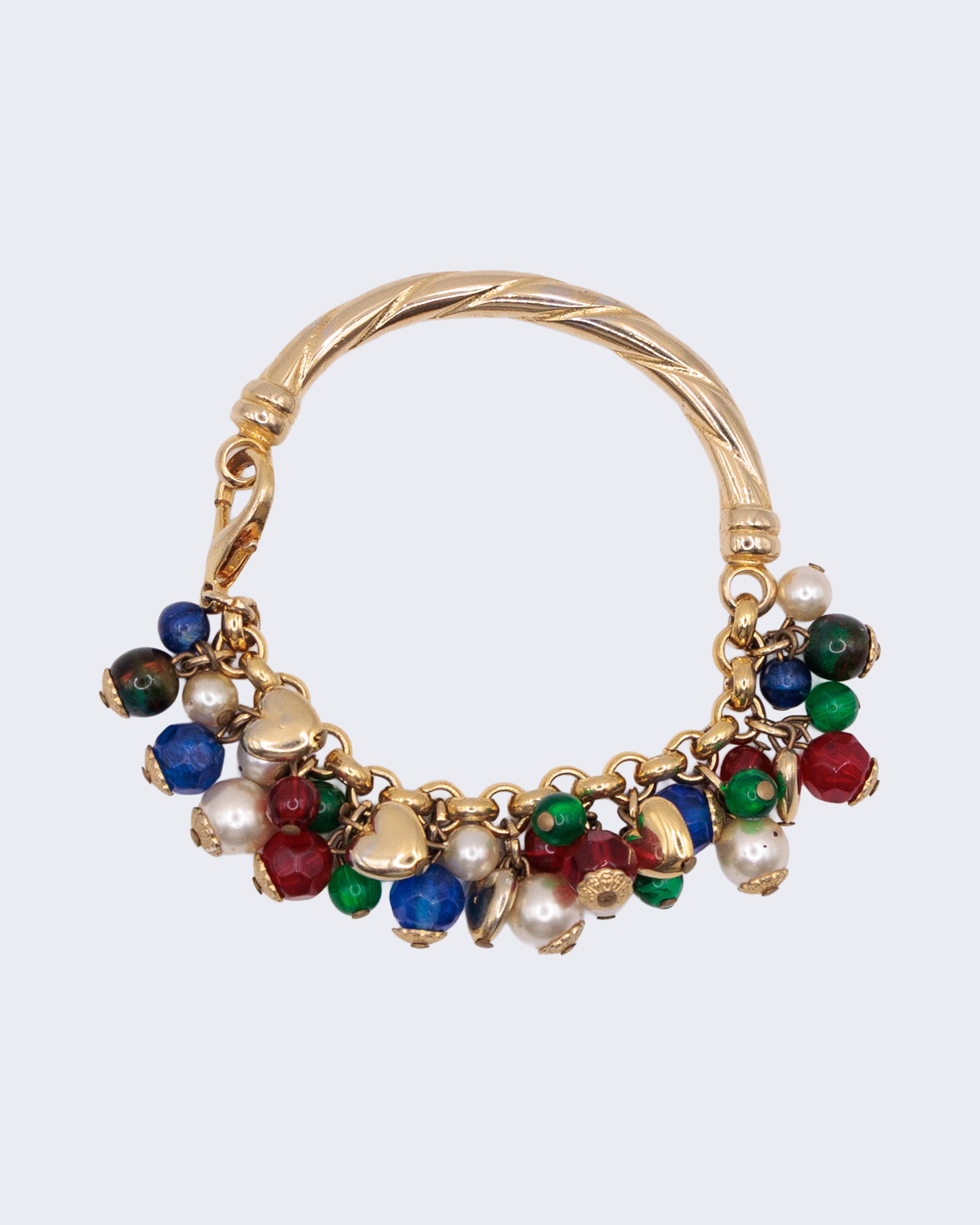Bracciale Vintage Charms Dorato con Perle e Pietre Multicolor