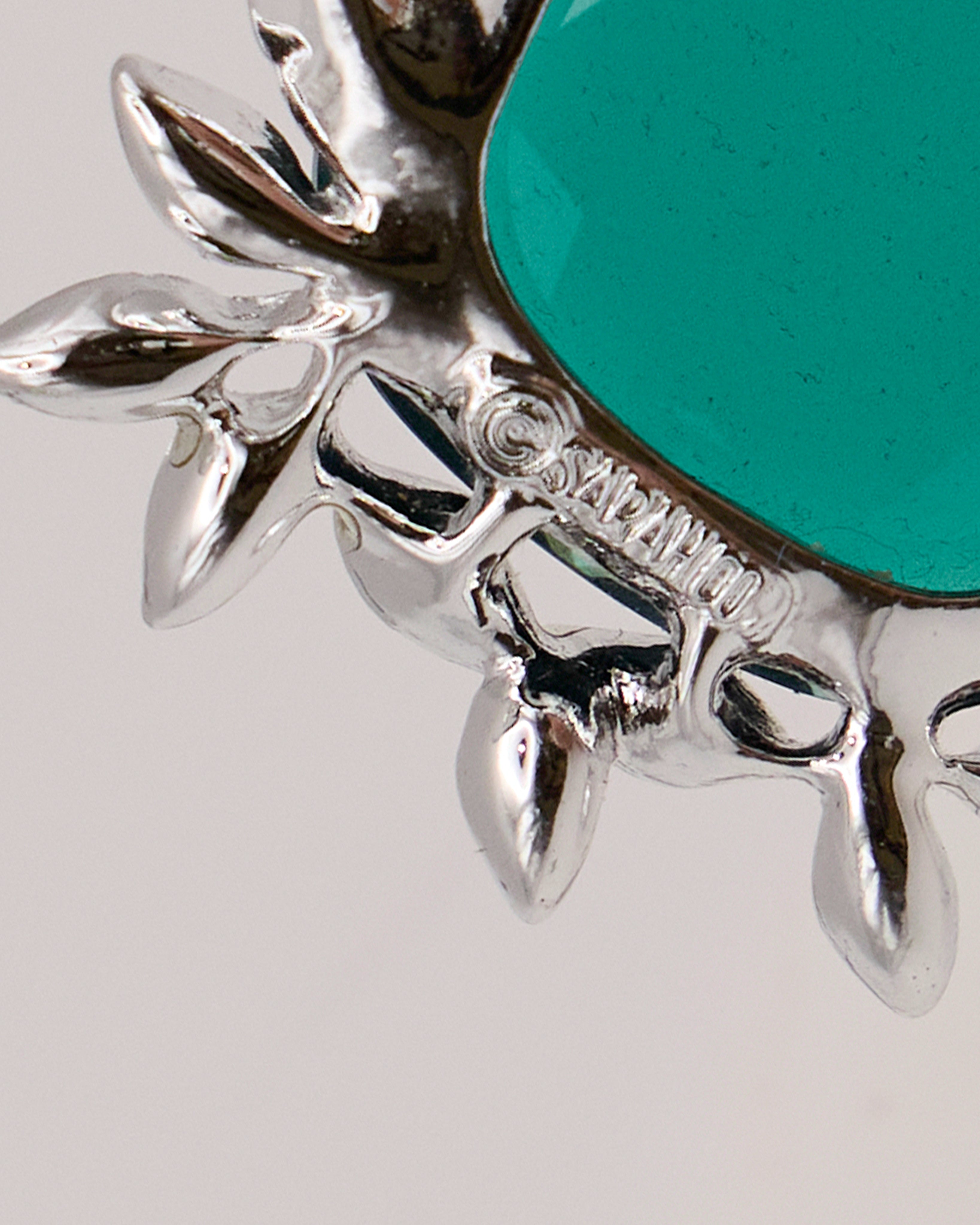 Vintage Sarah Coventry Brooch – Emerald Green Glass and Silver Rhinestones “Holiday Ice”