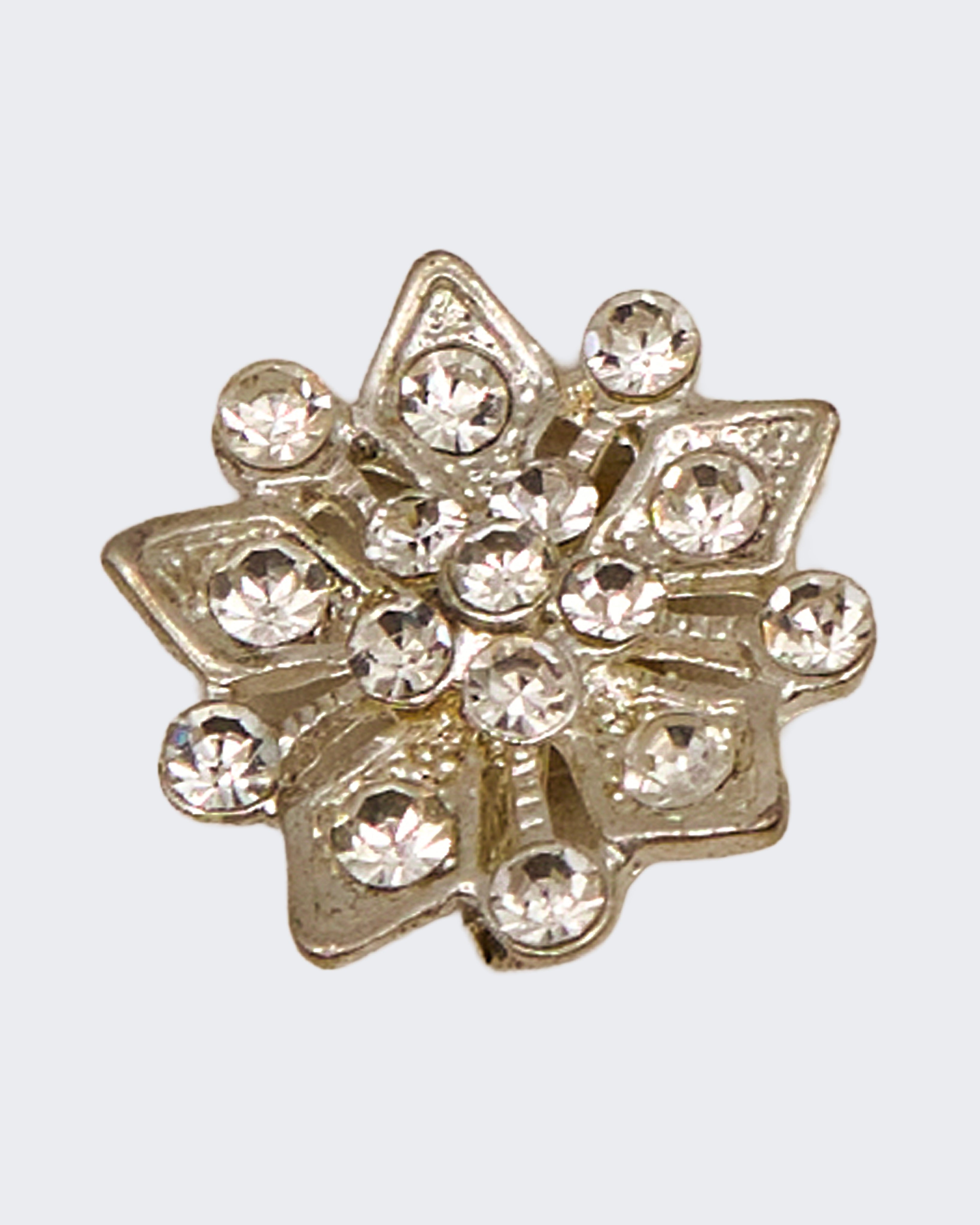 Spilla Vintage a Fiore/Stella in Metallo Argentato con Strass – Gioiello Decorativo