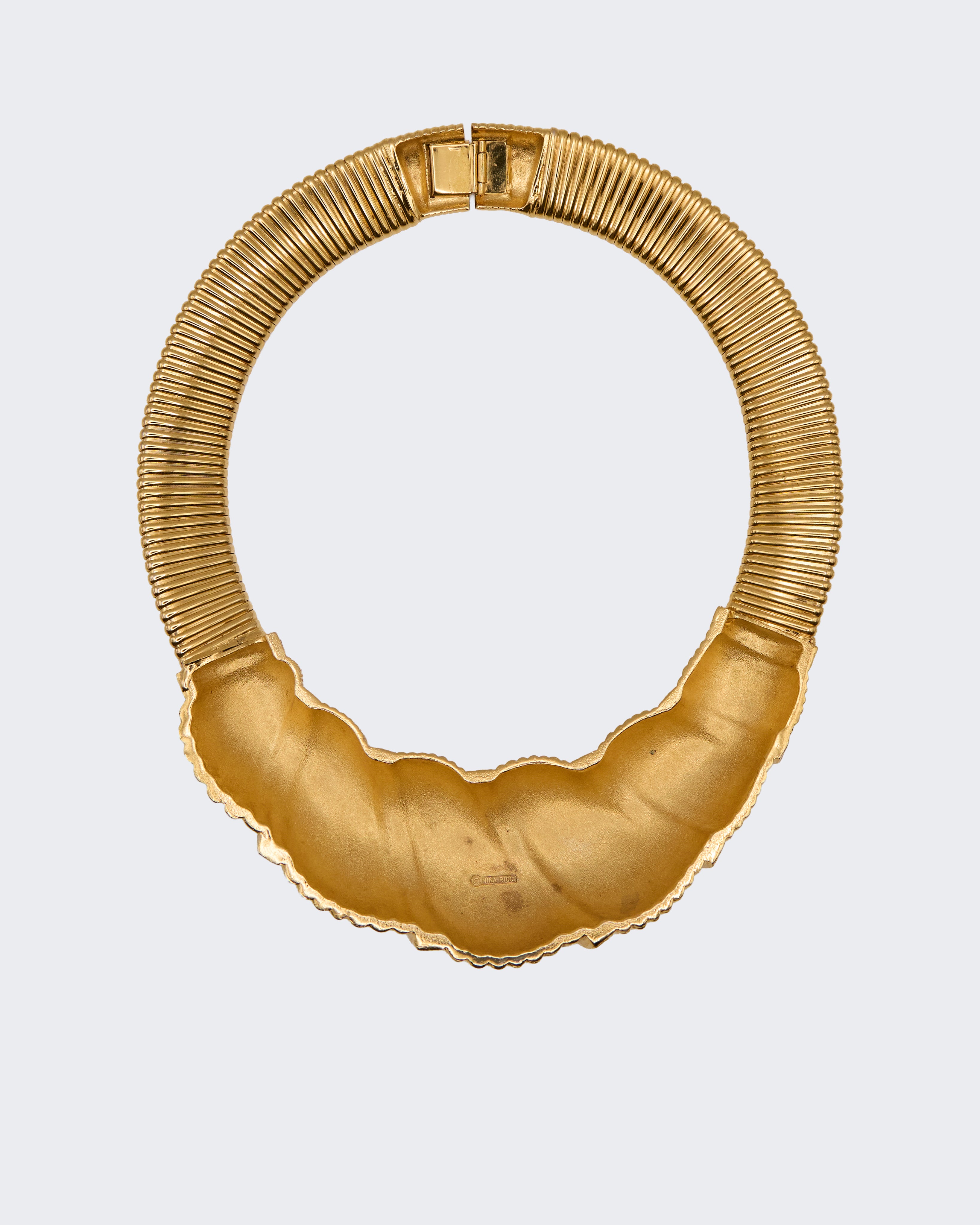 Collier ras-de-cou Tubogas vintage orné de strass transparents – années 1980