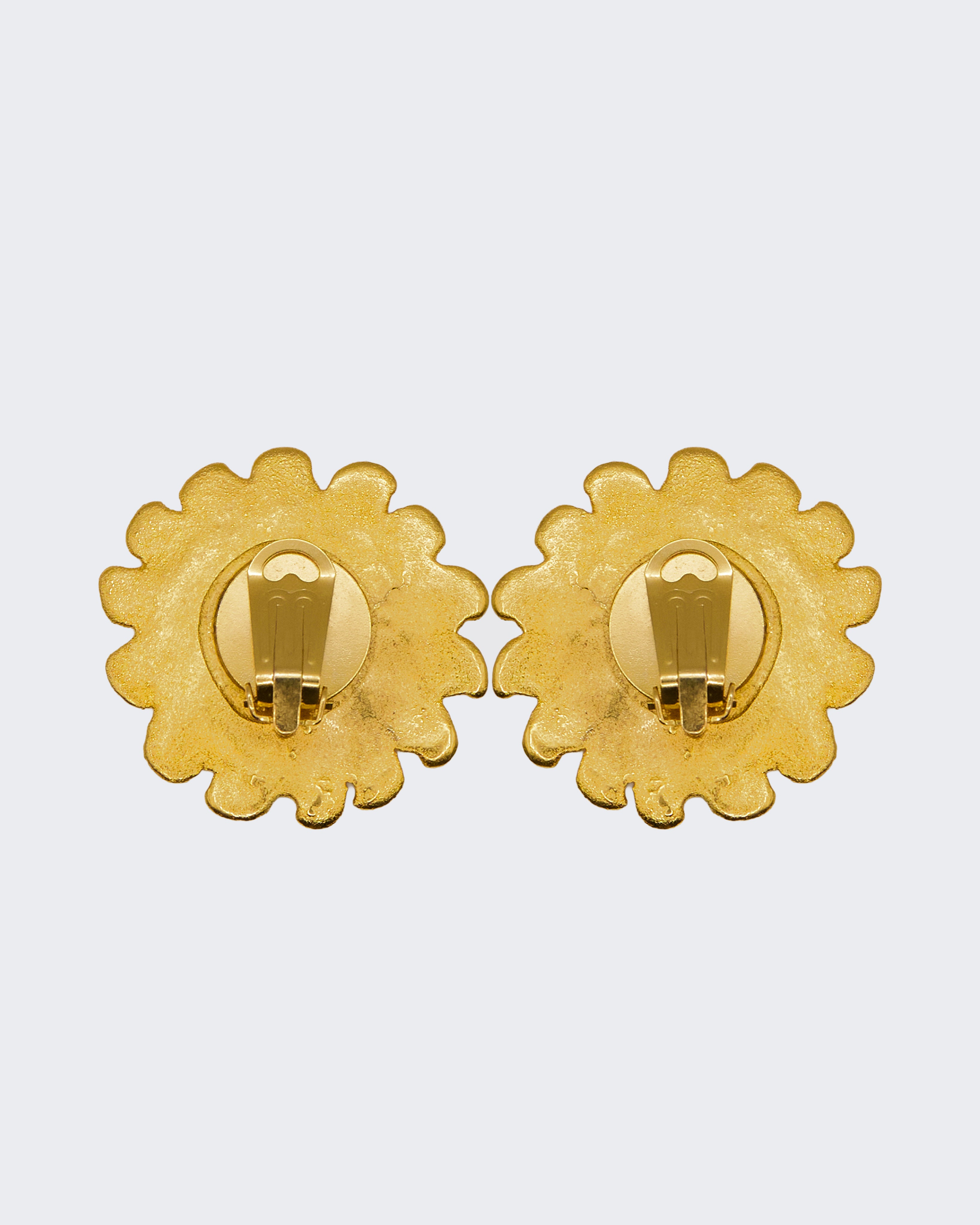 Orecchini Vintage a Clip a Volto di Sole – Placcati Oro, Stile Retrò, 4 cm
