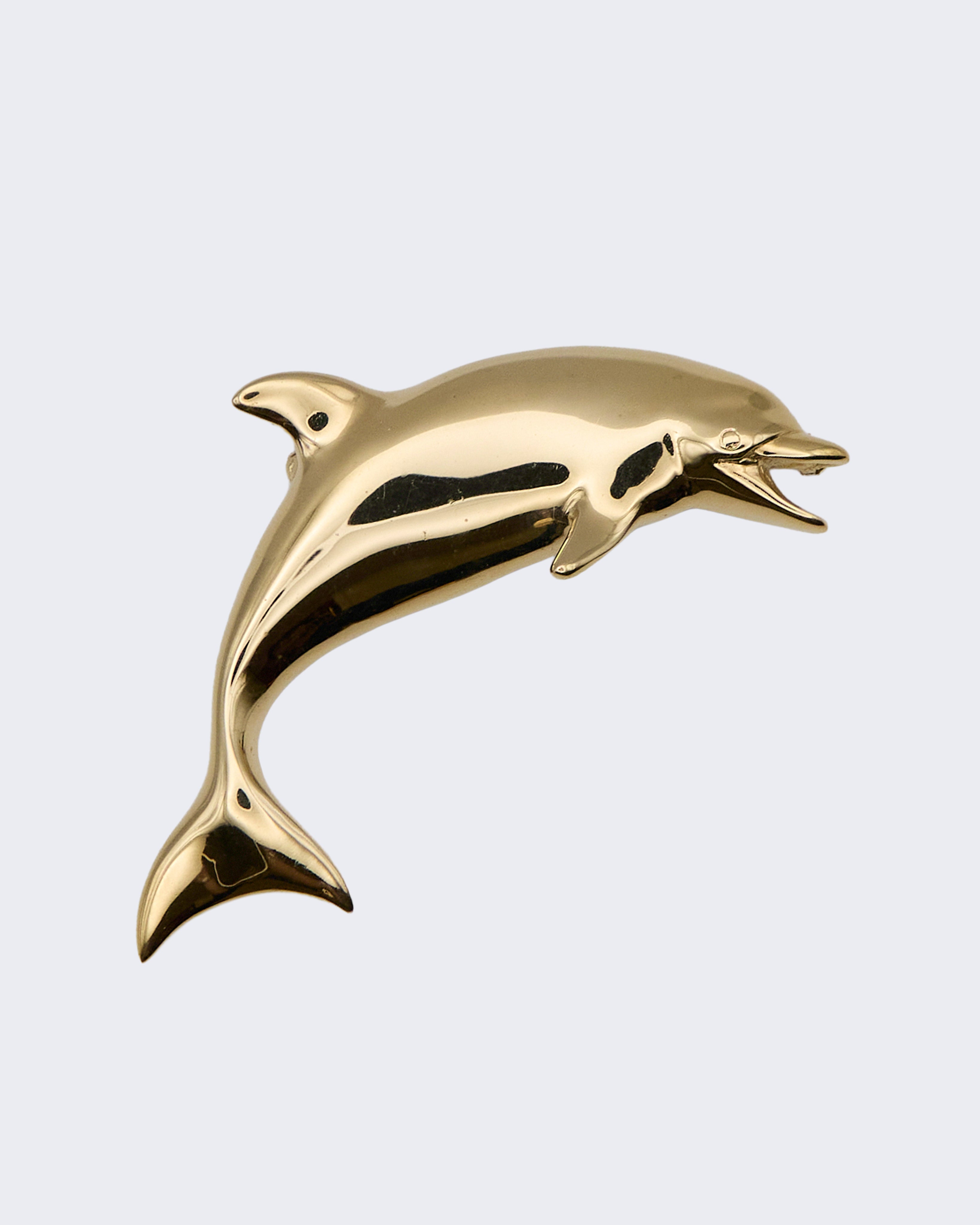 Vintage Gold-Tone Metal Dolphin Brooch – Dynamic Design, Elegant Costume Jewelry