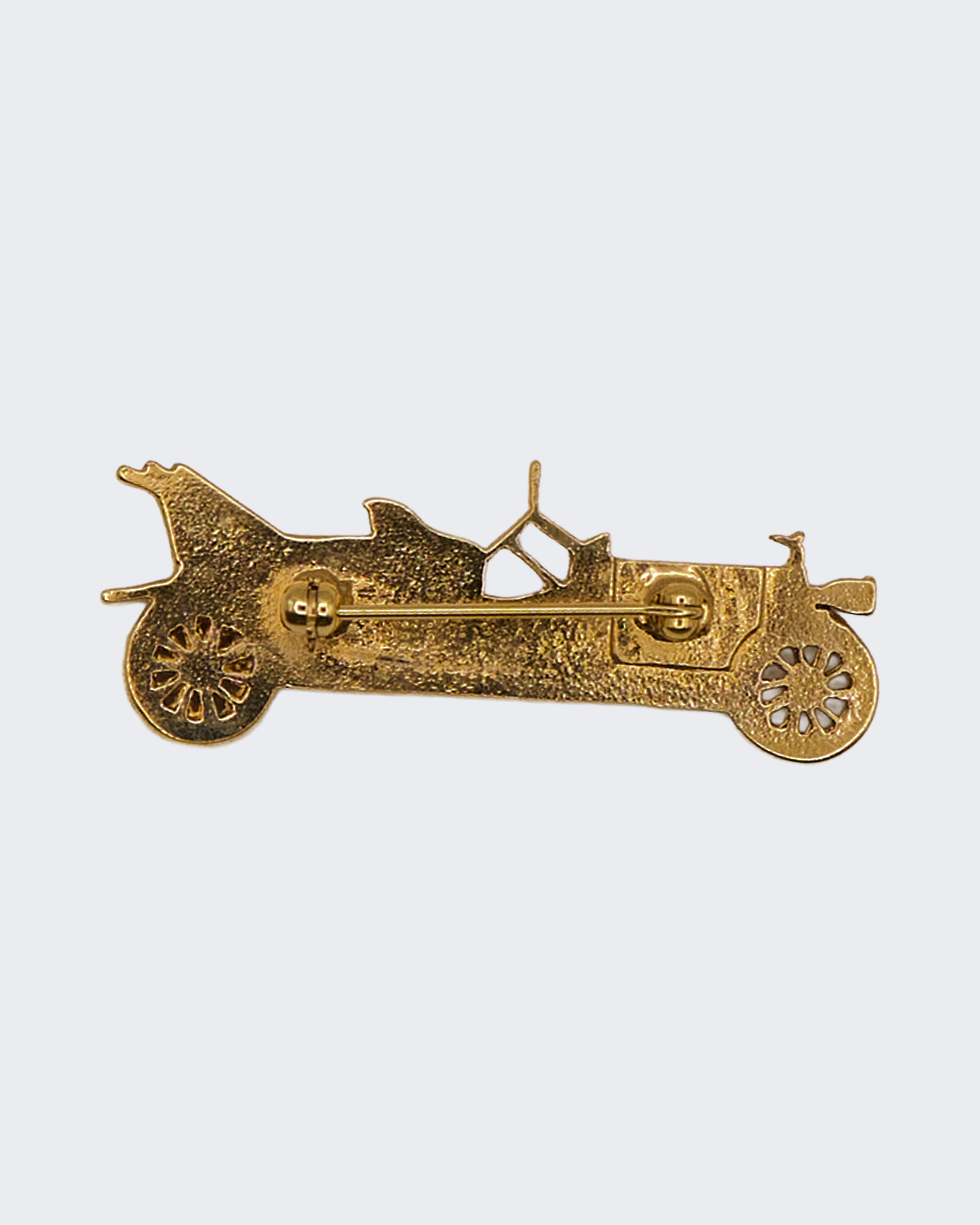 Spilla Vintage Auto d’Epoca Placcata Oro con Smalti e Cristalli – Stile Edwardiano