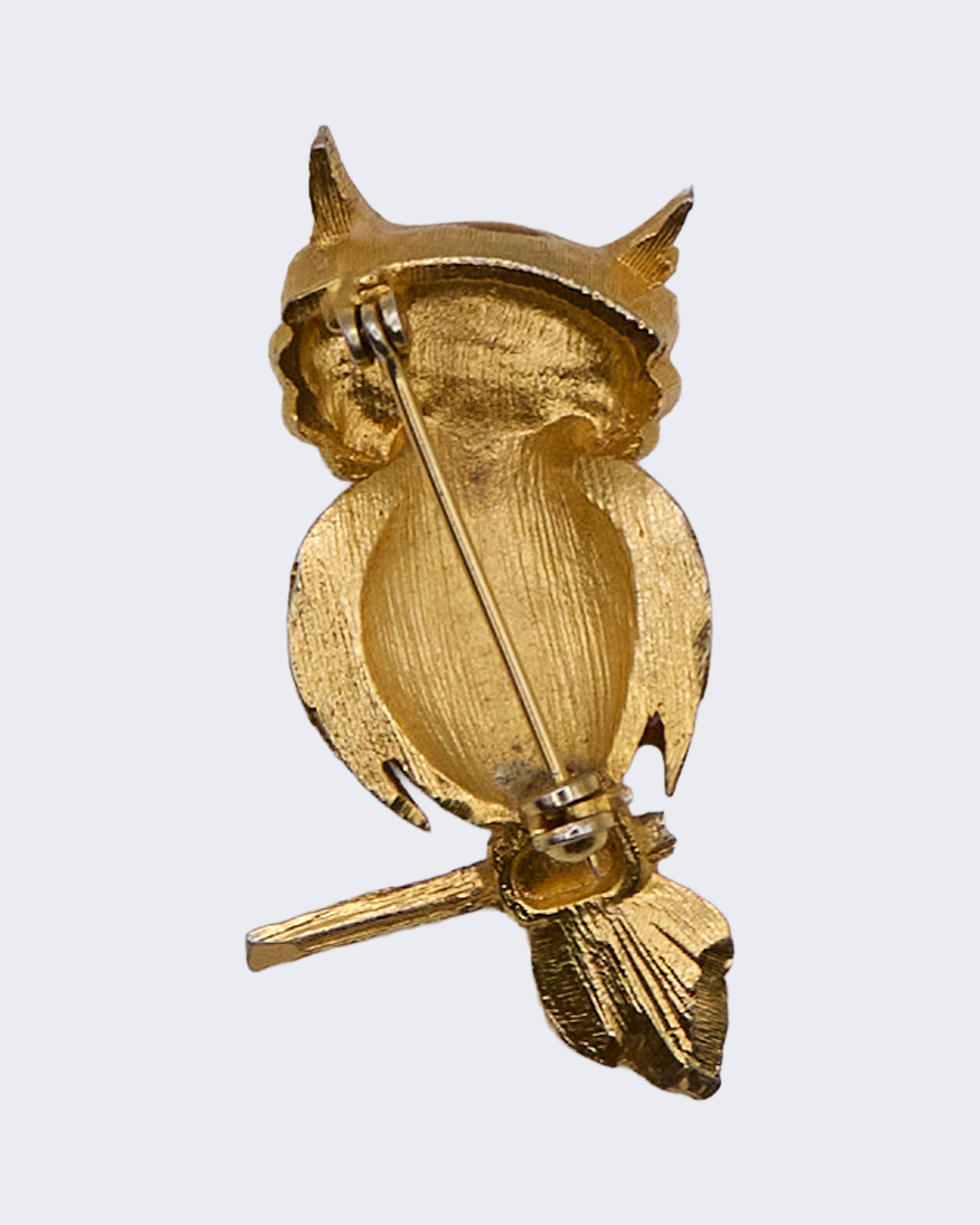 Spilla Vintage Gufo Dorato con Occhi Ambra – Gioiello Animale Elegante