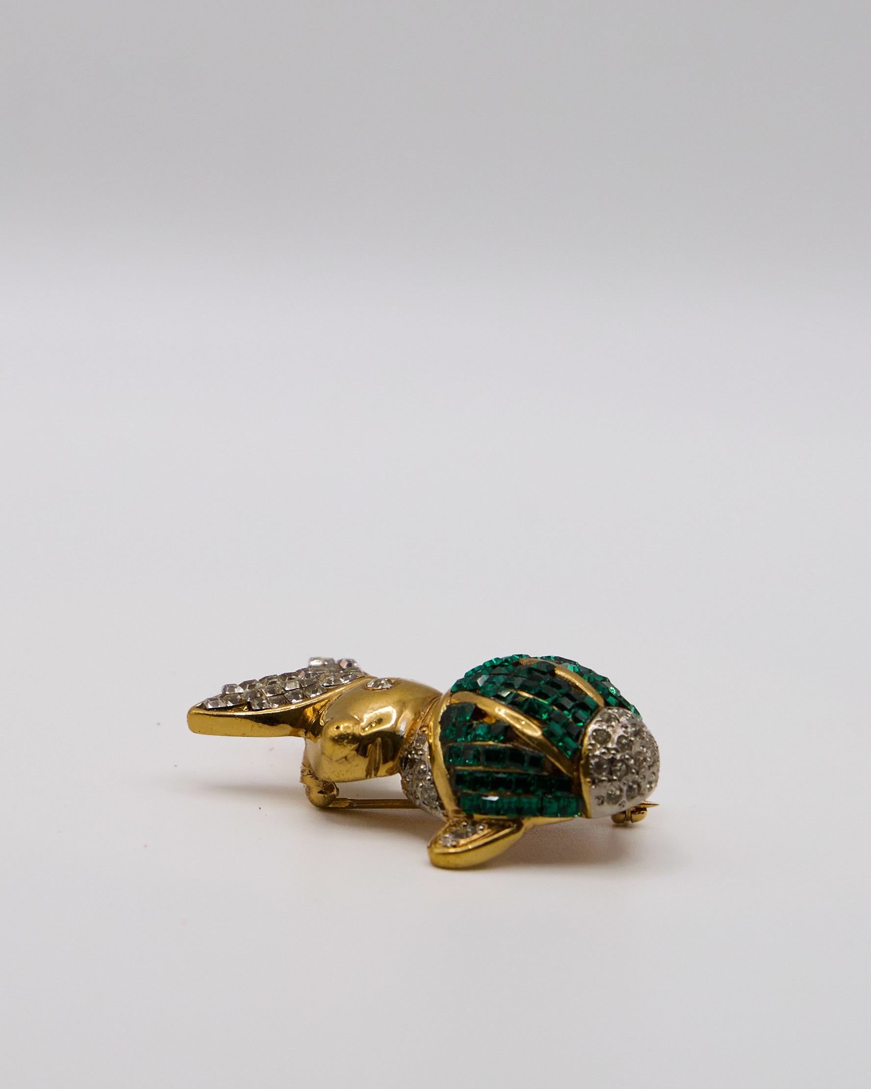 Spilla Vintage a Forma di Coniglio in Oro Placcato con Cristalli – Gioiello Bigiotteria
