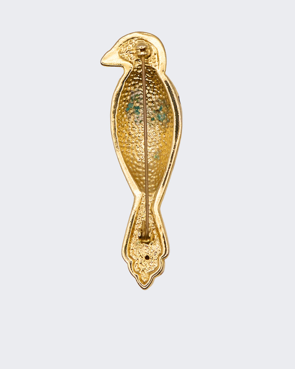 Broche oiseau vintage en émail noir et cristal – années 1980/1990