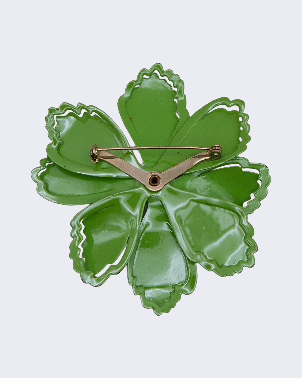 Spilla Vintage Fiore Verde Smaltato – Gioiello Floreale Anni 1960