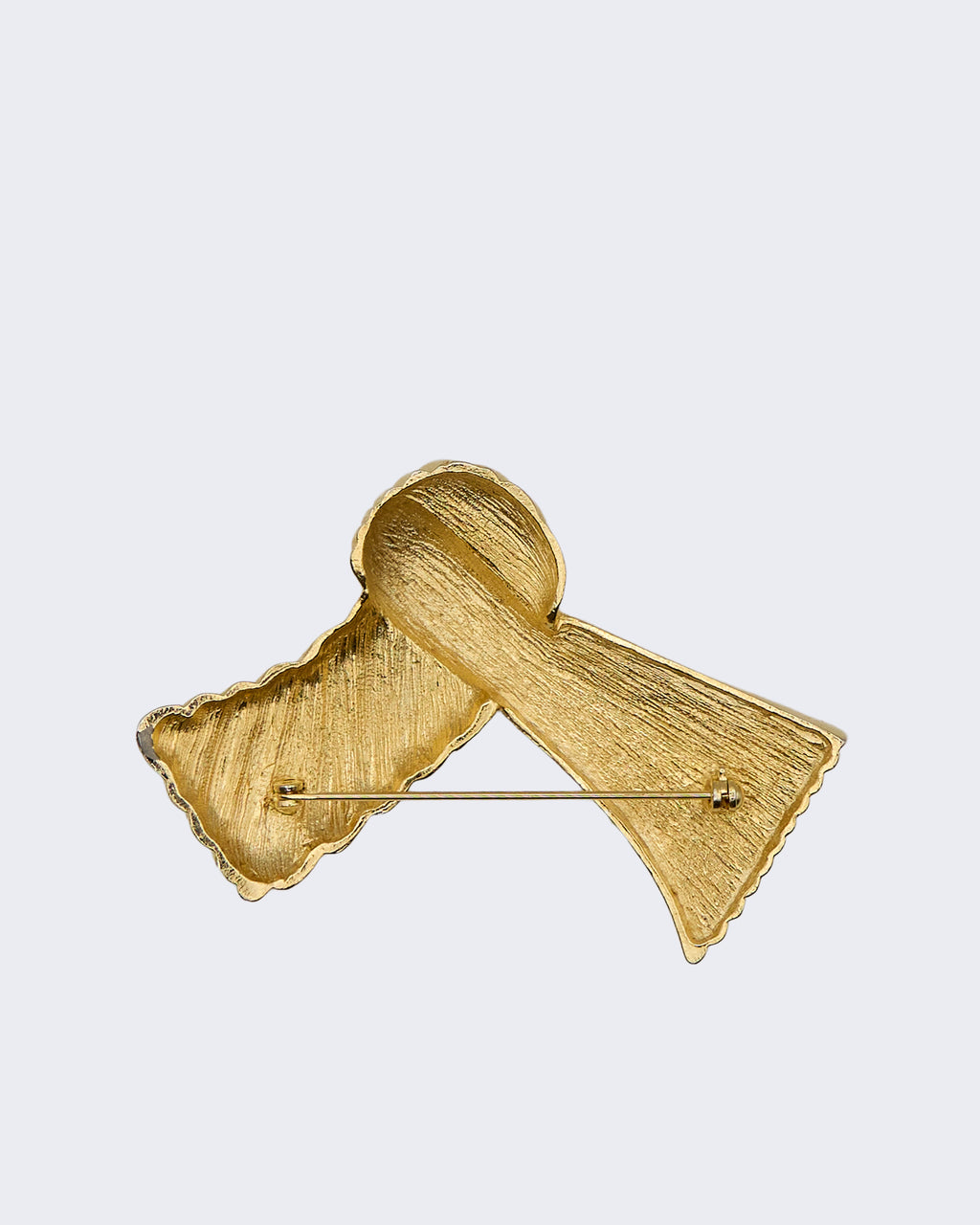 Vintage Gold Metal Bow Brooch – 1960s–1980s Modernist Style