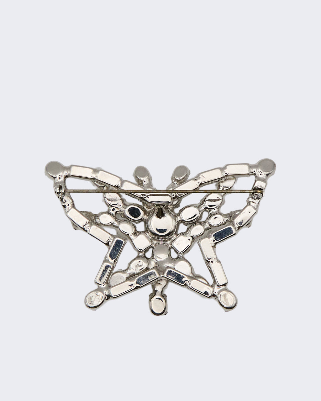 Spilla Vintage a Farfalla con Cristalli – Bigiotteria Elegante in Metallo Placcato Argento