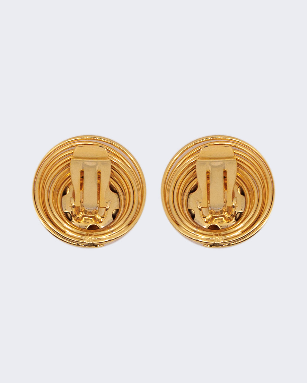 Orecchini vintage dorati a clip con design concentrico, anni ’80 elegante