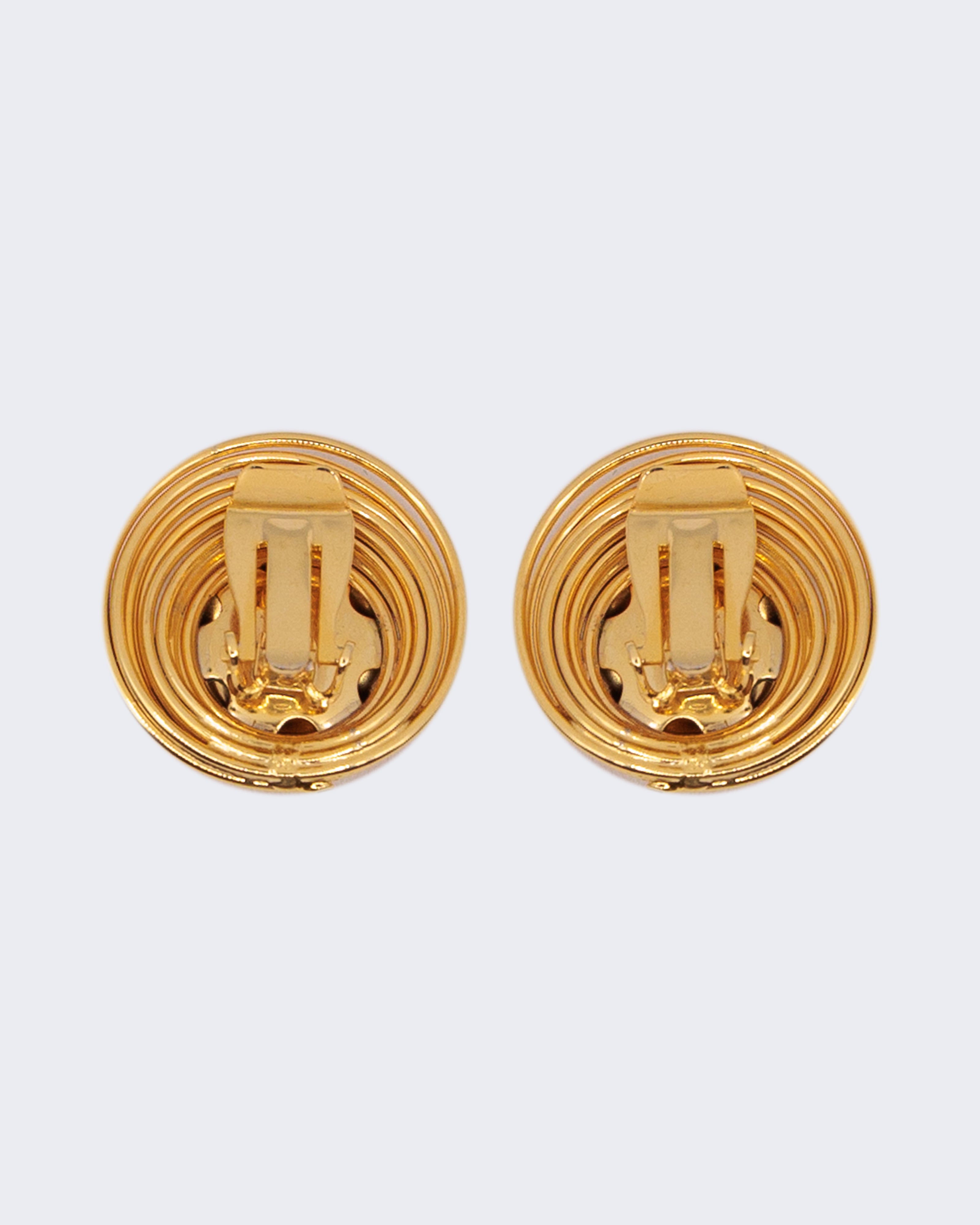 Orecchini vintage dorati a clip con design concentrico, anni ’80 elegante