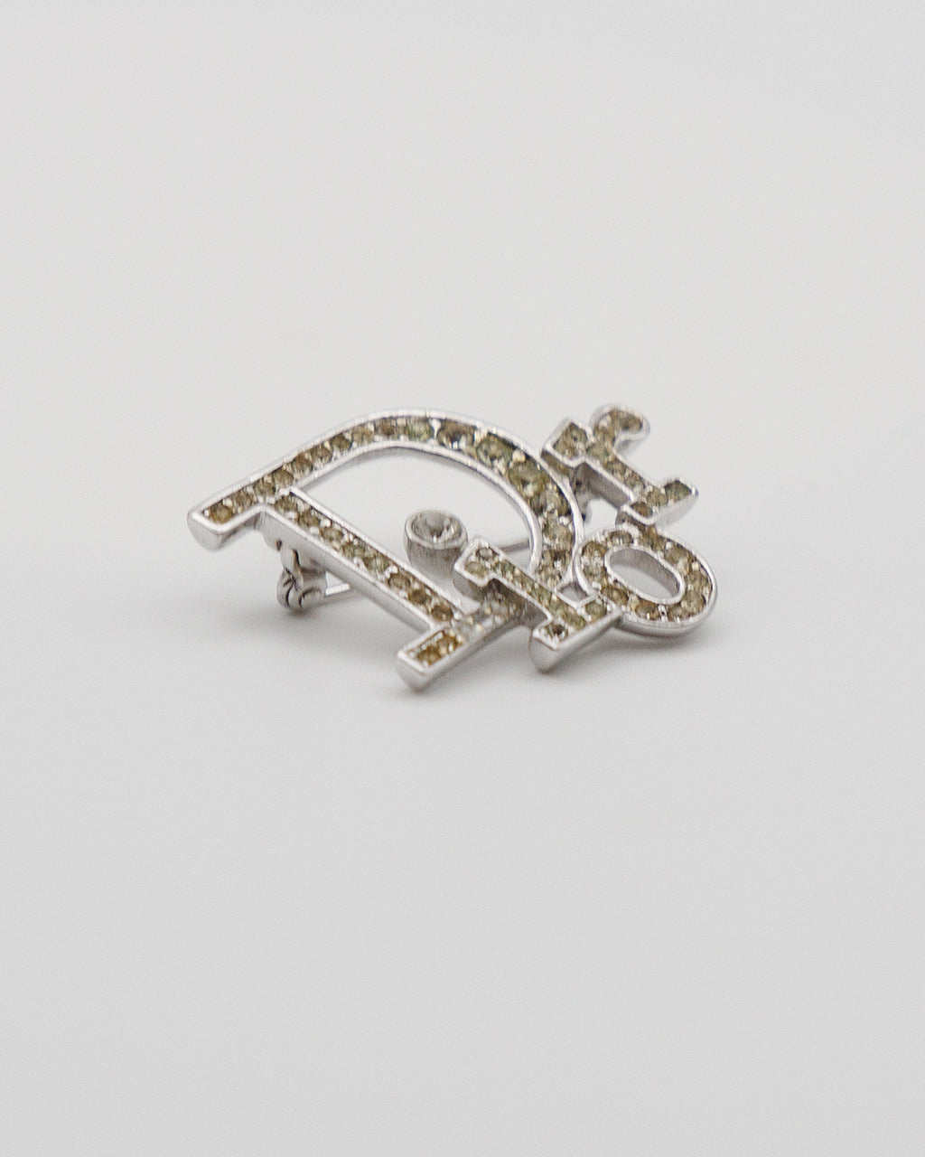 Christian Dior Silver Rhinestone Brooch