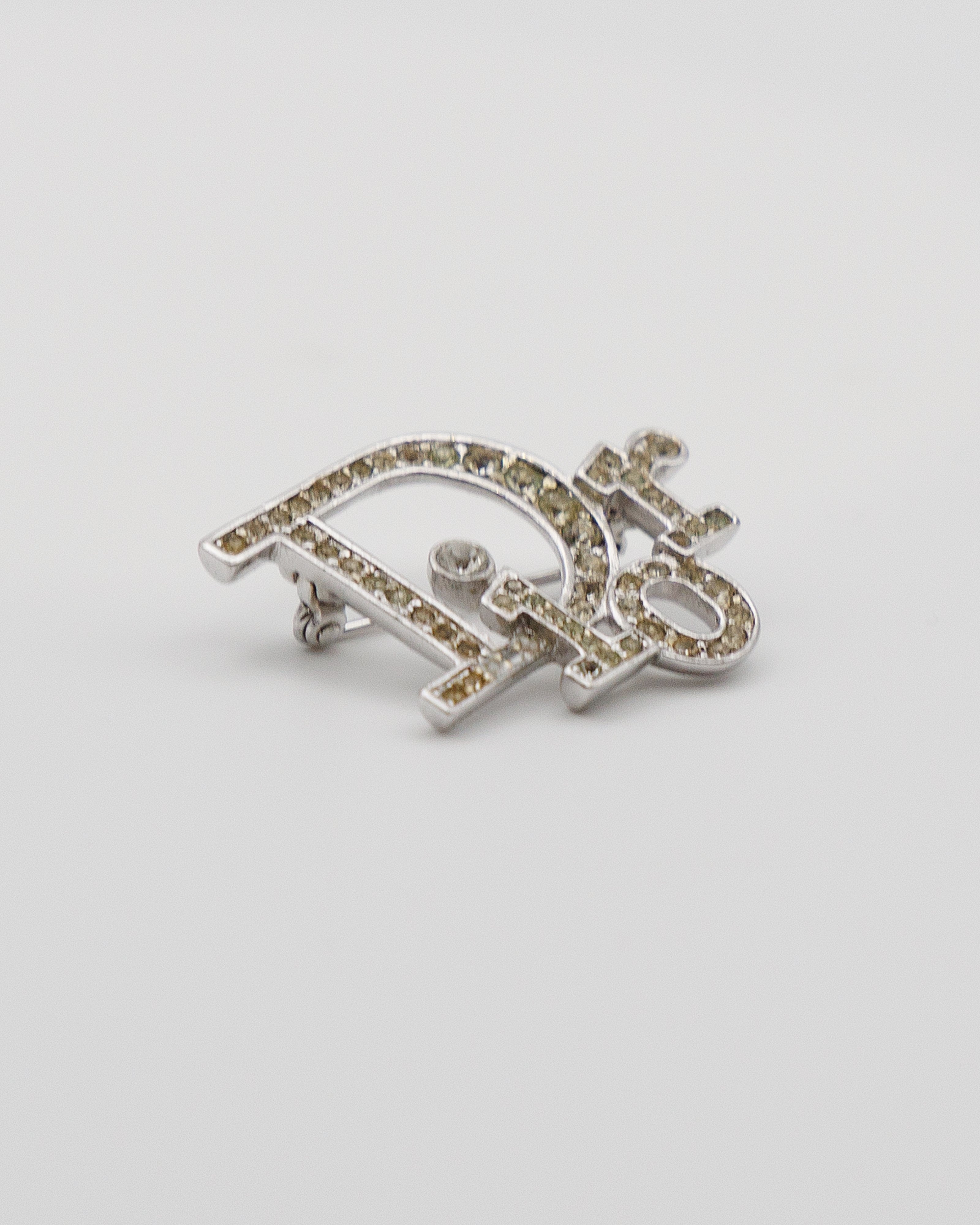 Christian Dior Silver Rhinestone Brooch