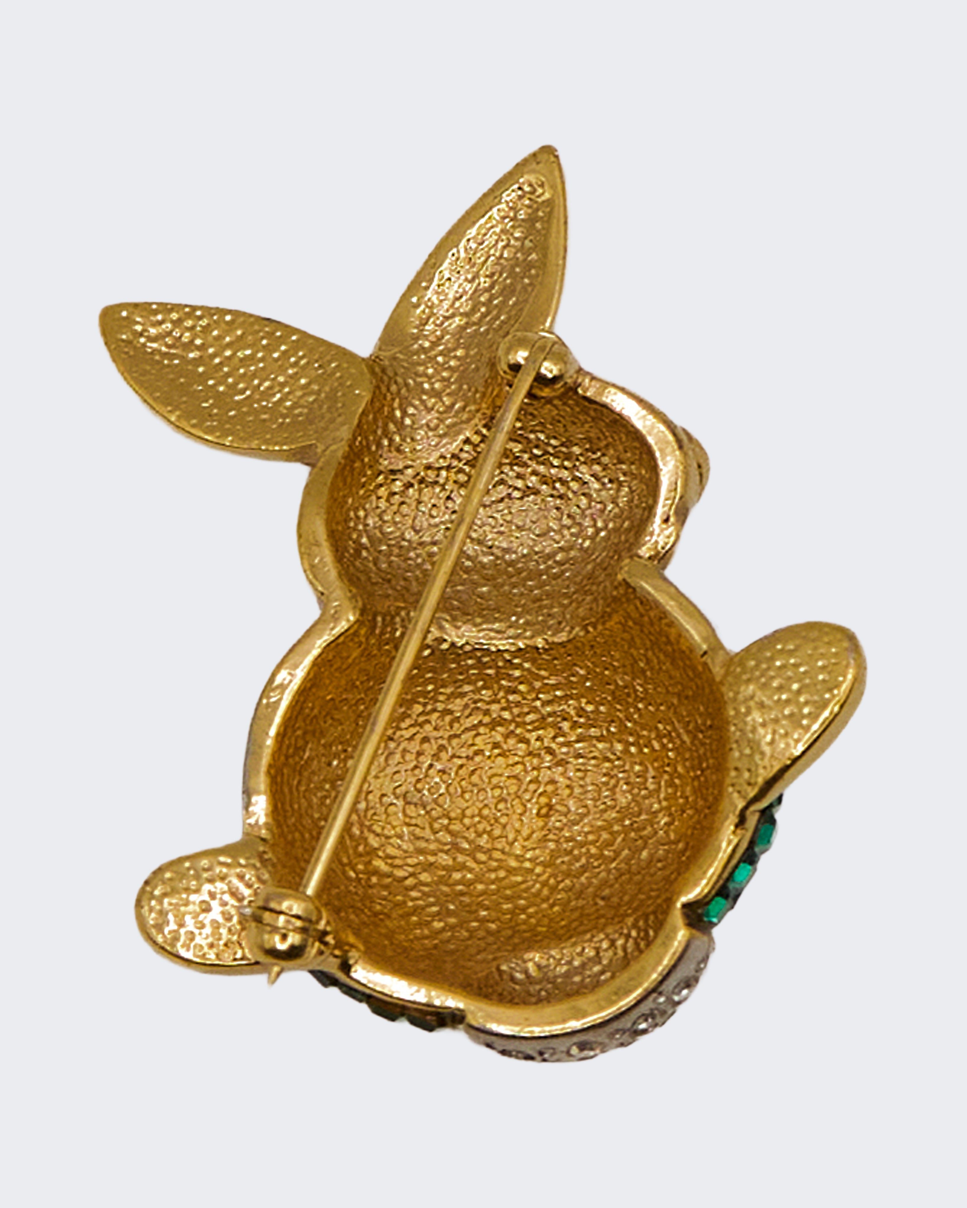 Spilla Vintage a Forma di Coniglio in Oro Placcato con Cristalli – Gioiello Bigiotteria