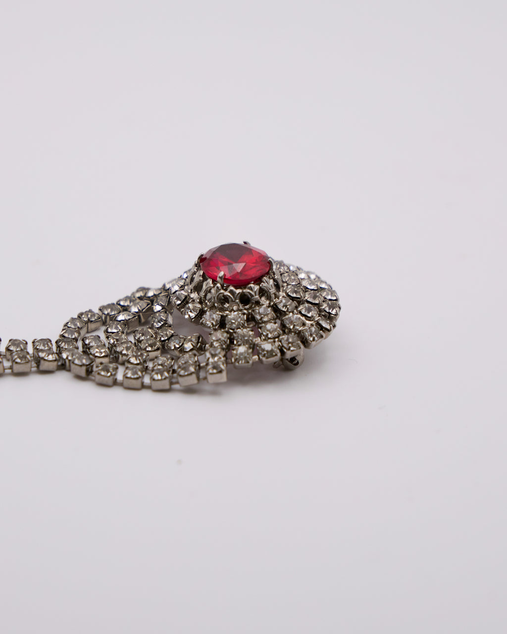 Spilla Vintage Strass e Pietra Rubino Rossi Cascata – Brooch Anni ’50 Glamour