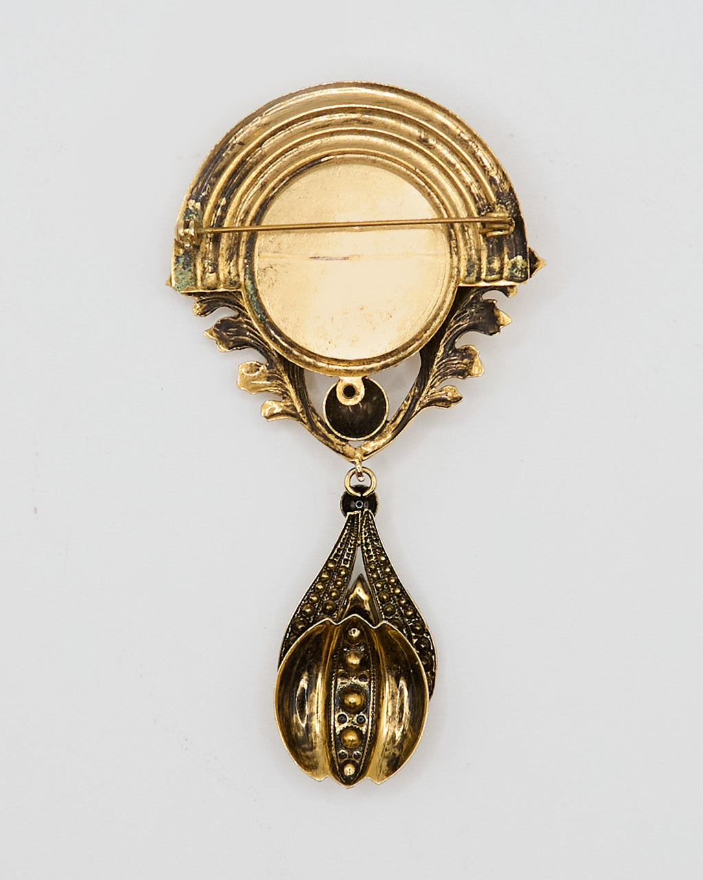 Semicircle Brooch with Pendant