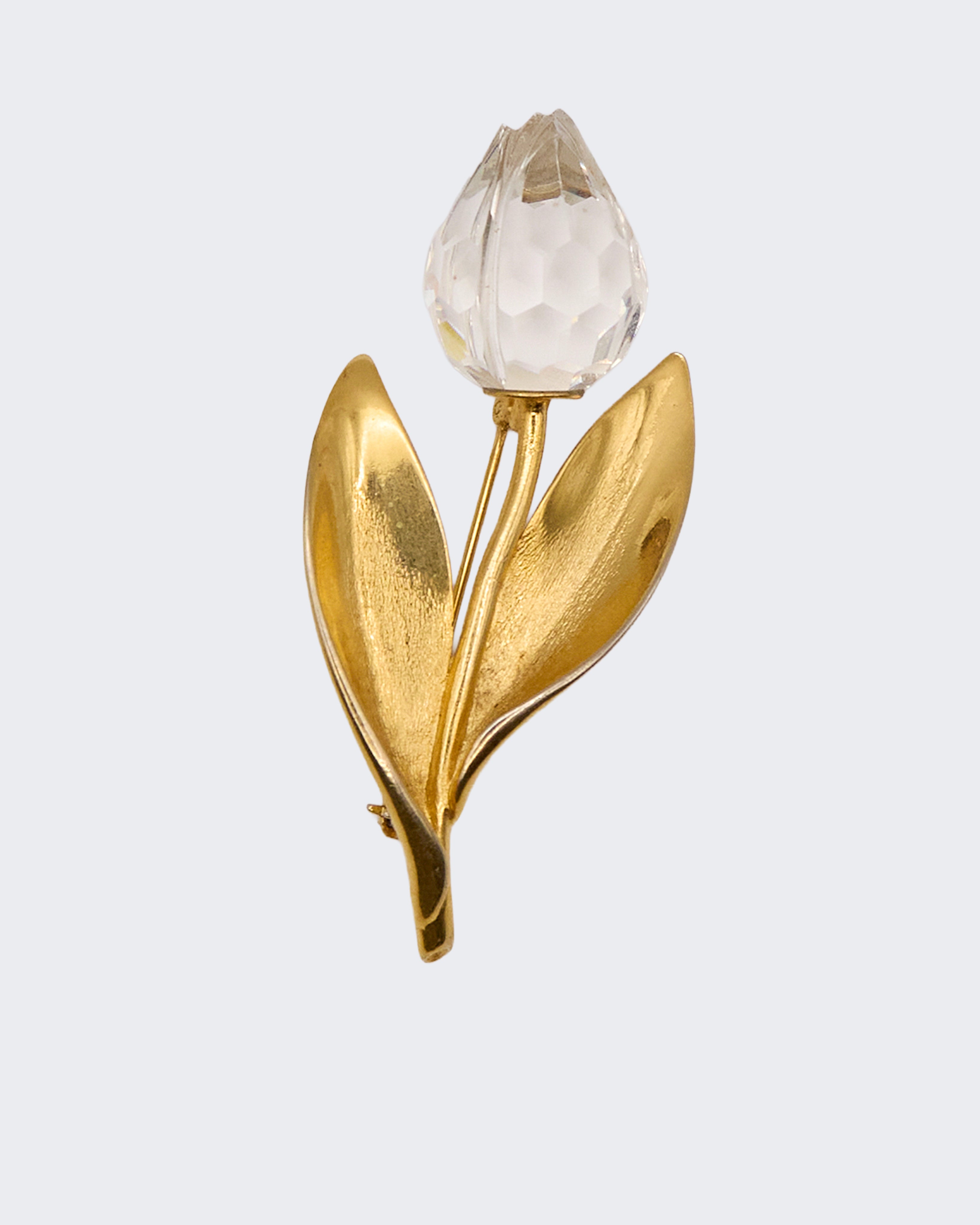 Vintage Swarovski Crystal Tulip Brooch – Gold Plated