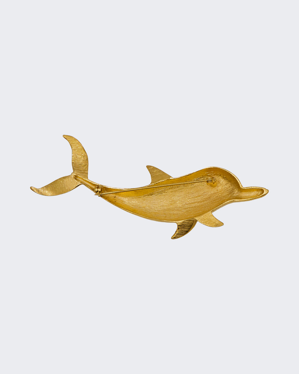 Spilla Delfino Dorata con Cristallo Verde – Gioiello Animalier Vintage Elegante