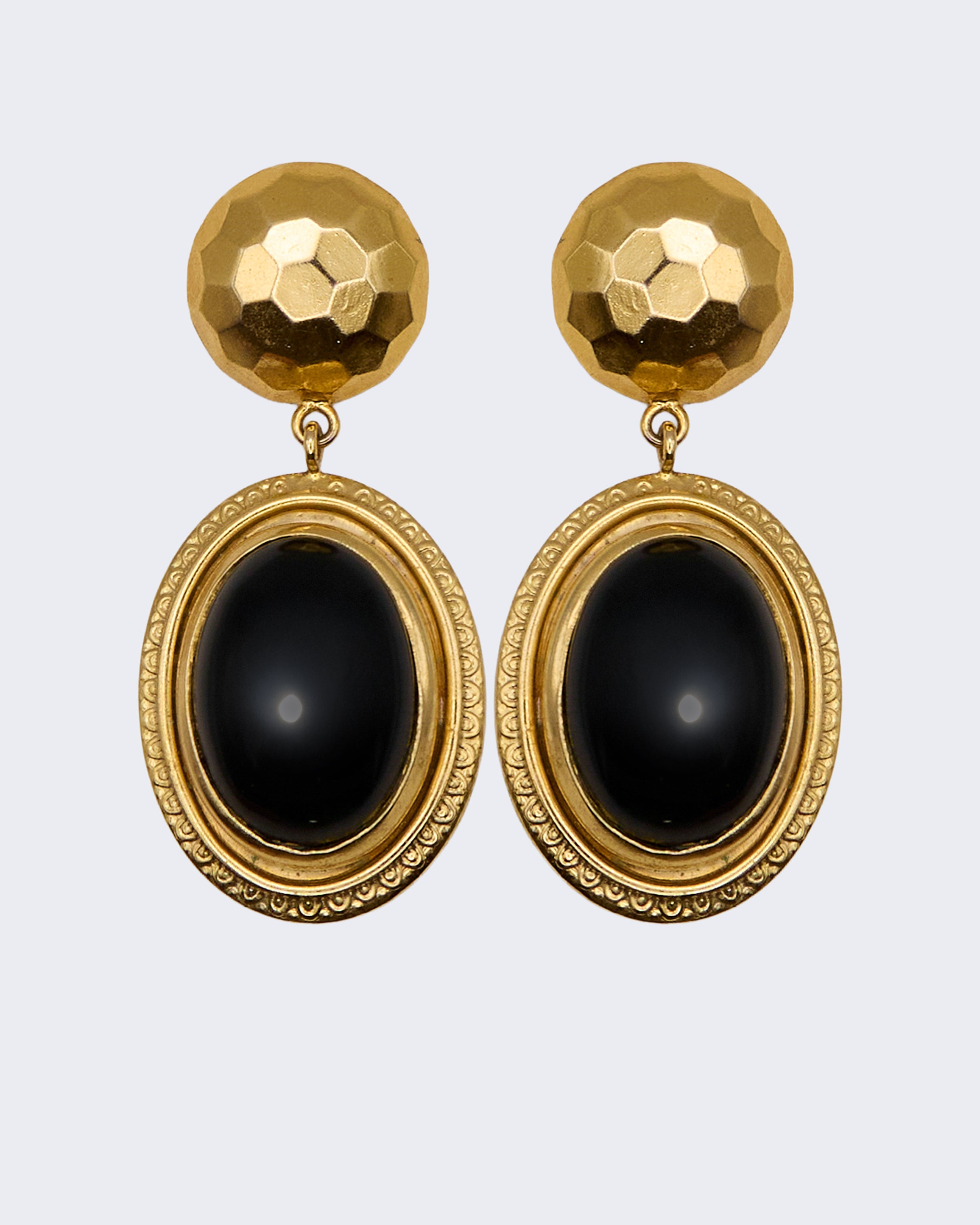 Boucles d'oreilles pendantes « Pierre noire »