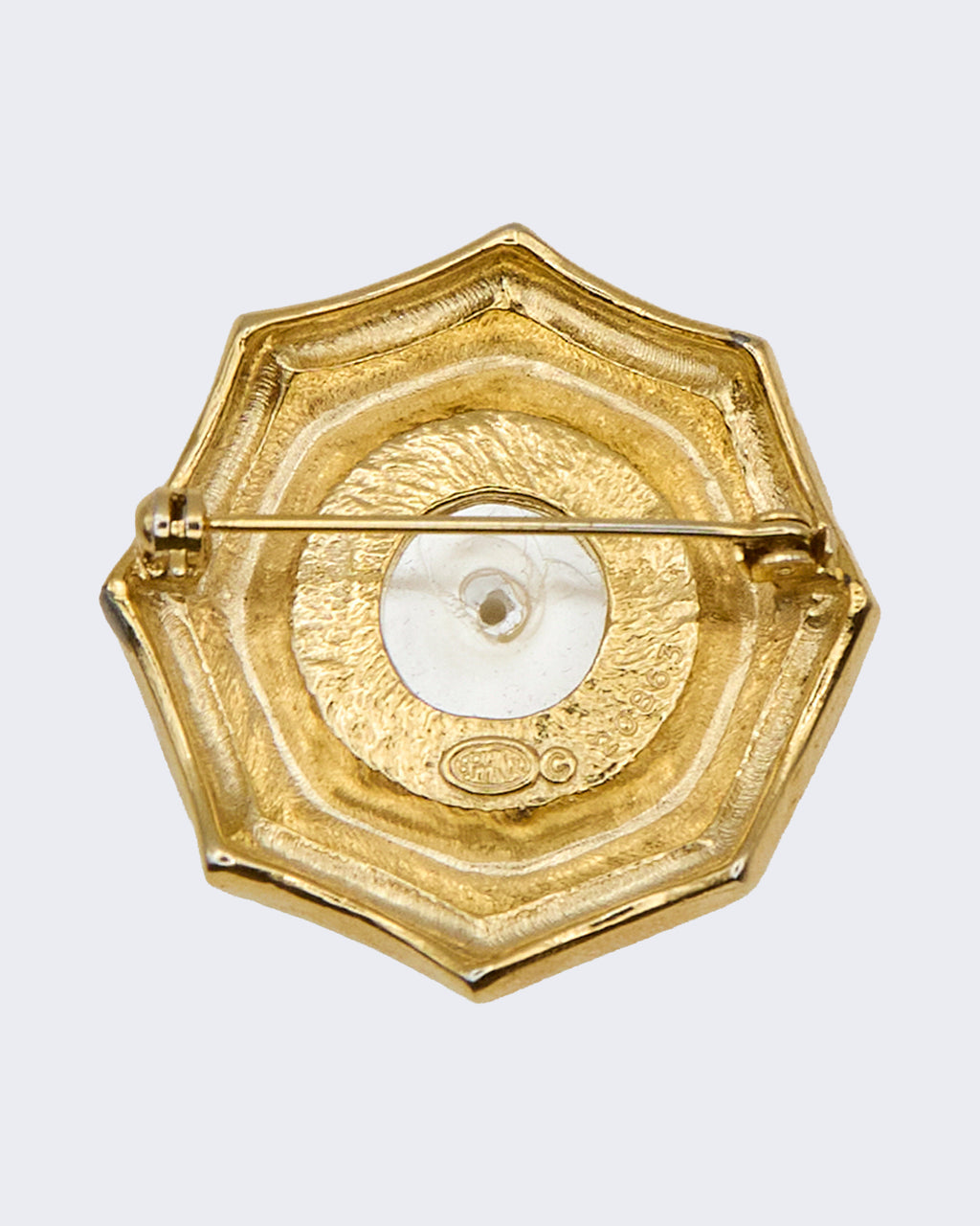 Spilla Vintage con Perla e Strass – Brooch Dorata Anni ’80