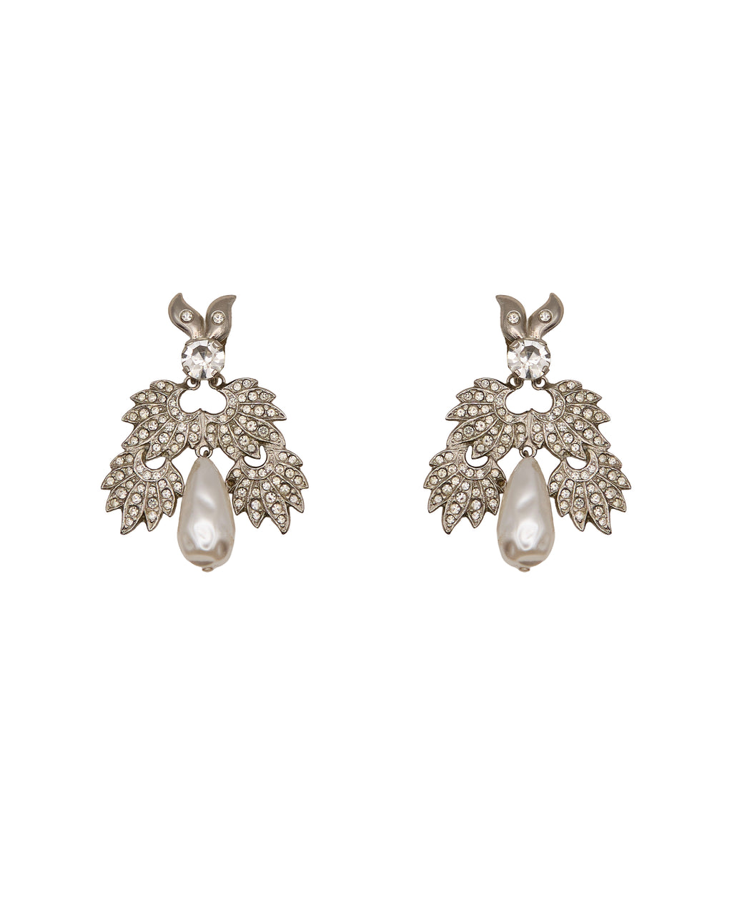 Boucles d'oreilles feuille en strass