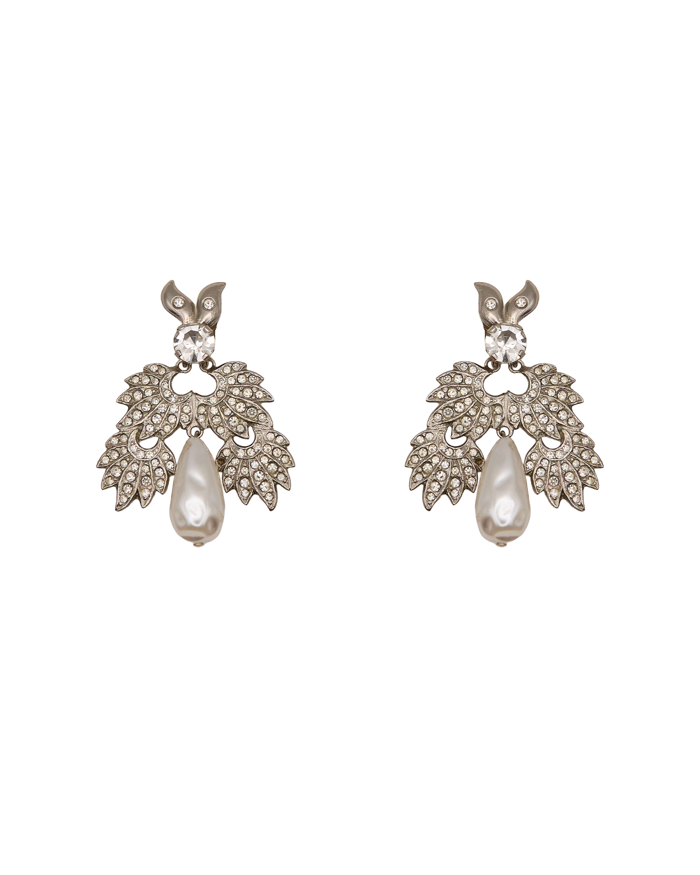 Boucles d'oreilles feuille en strass