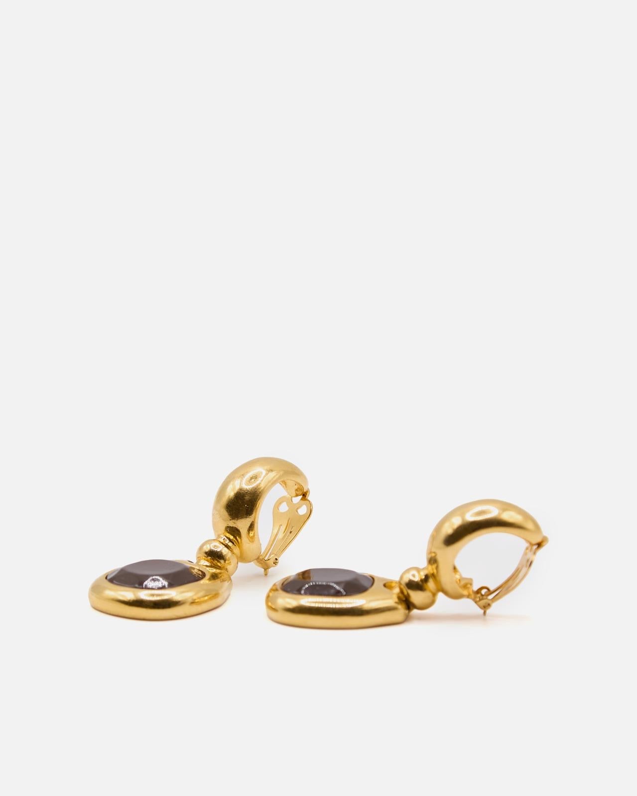Boucles d'oreilles cabochon marron