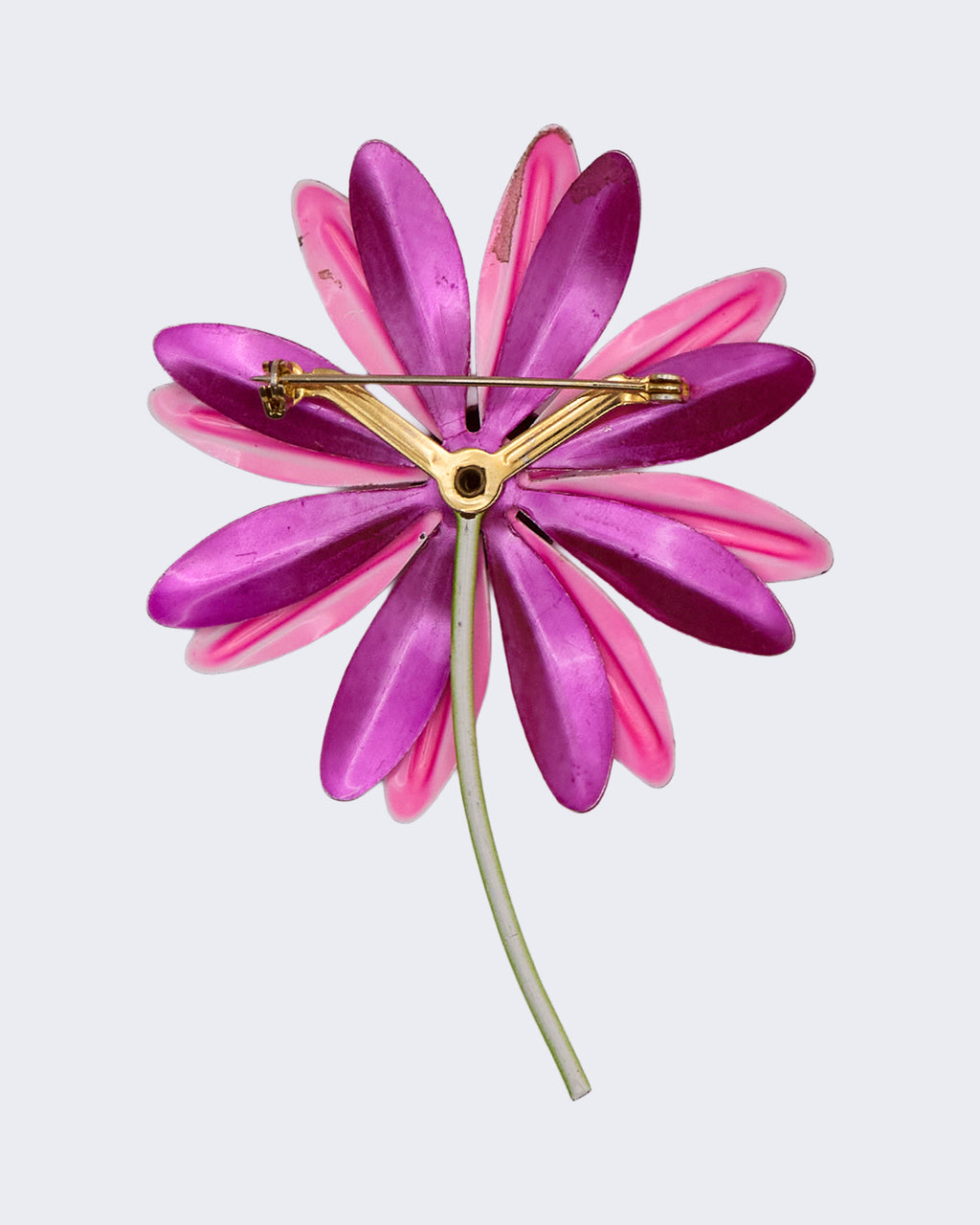 Spilla Vintage Margherita Rosa e Viola Smaltata – Anni 70