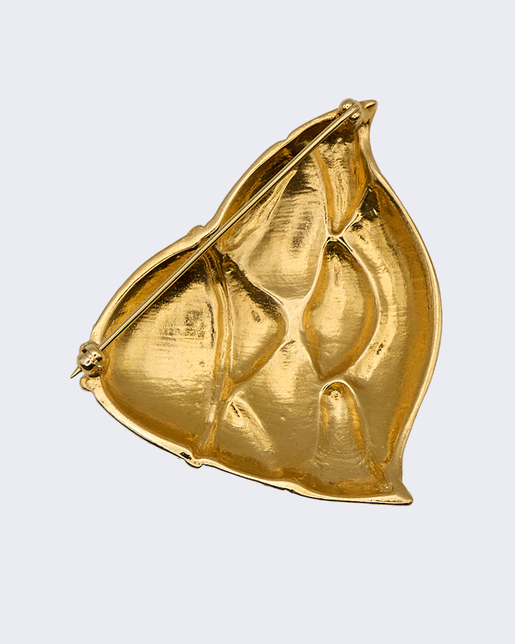 Vintage Gold-Plated Metal Angelfish Brooch with Crystal Pavé – 1950s–1970s