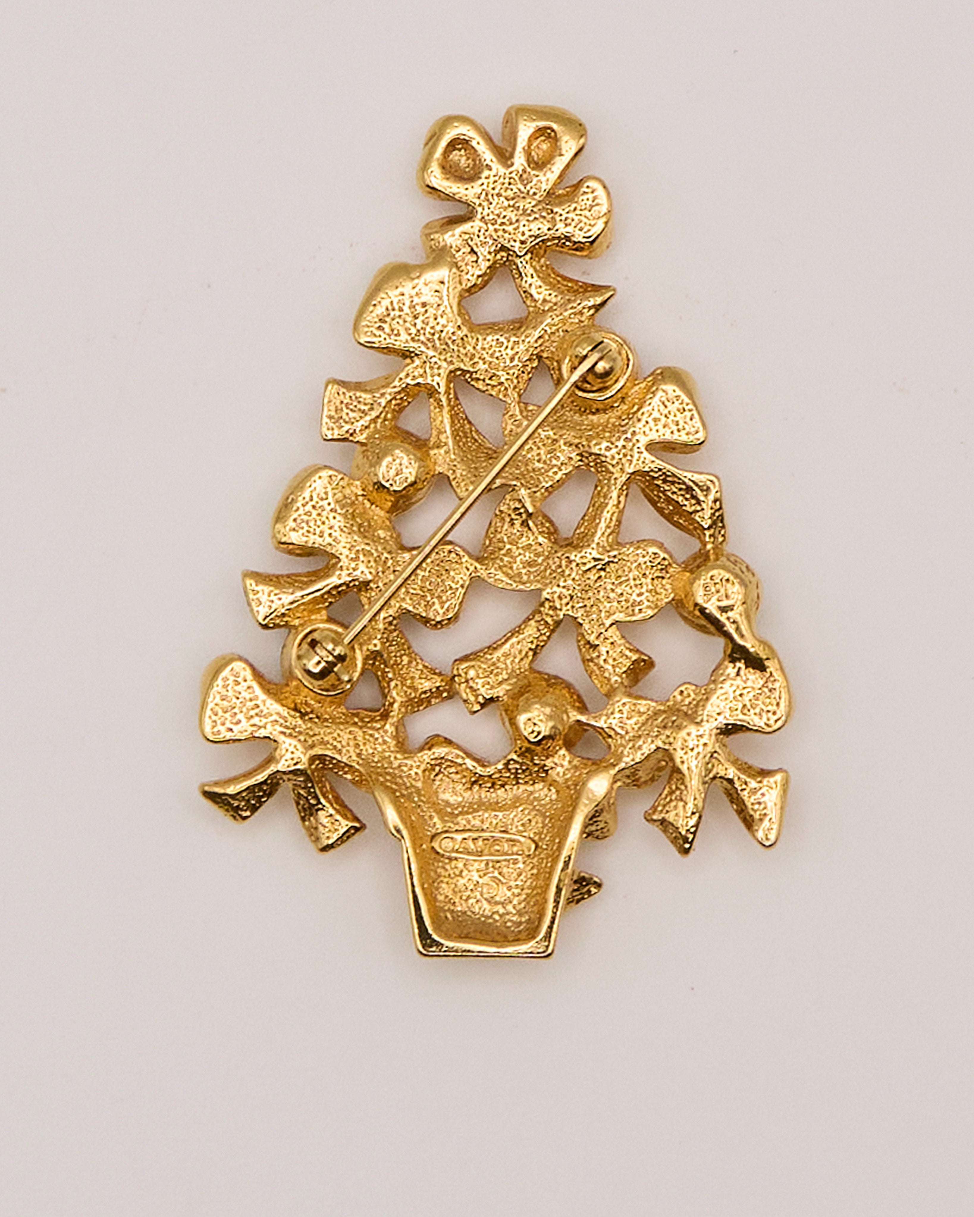 Vintage Avon Aurora Borealis Rhinestone Christmas Tree Brooch