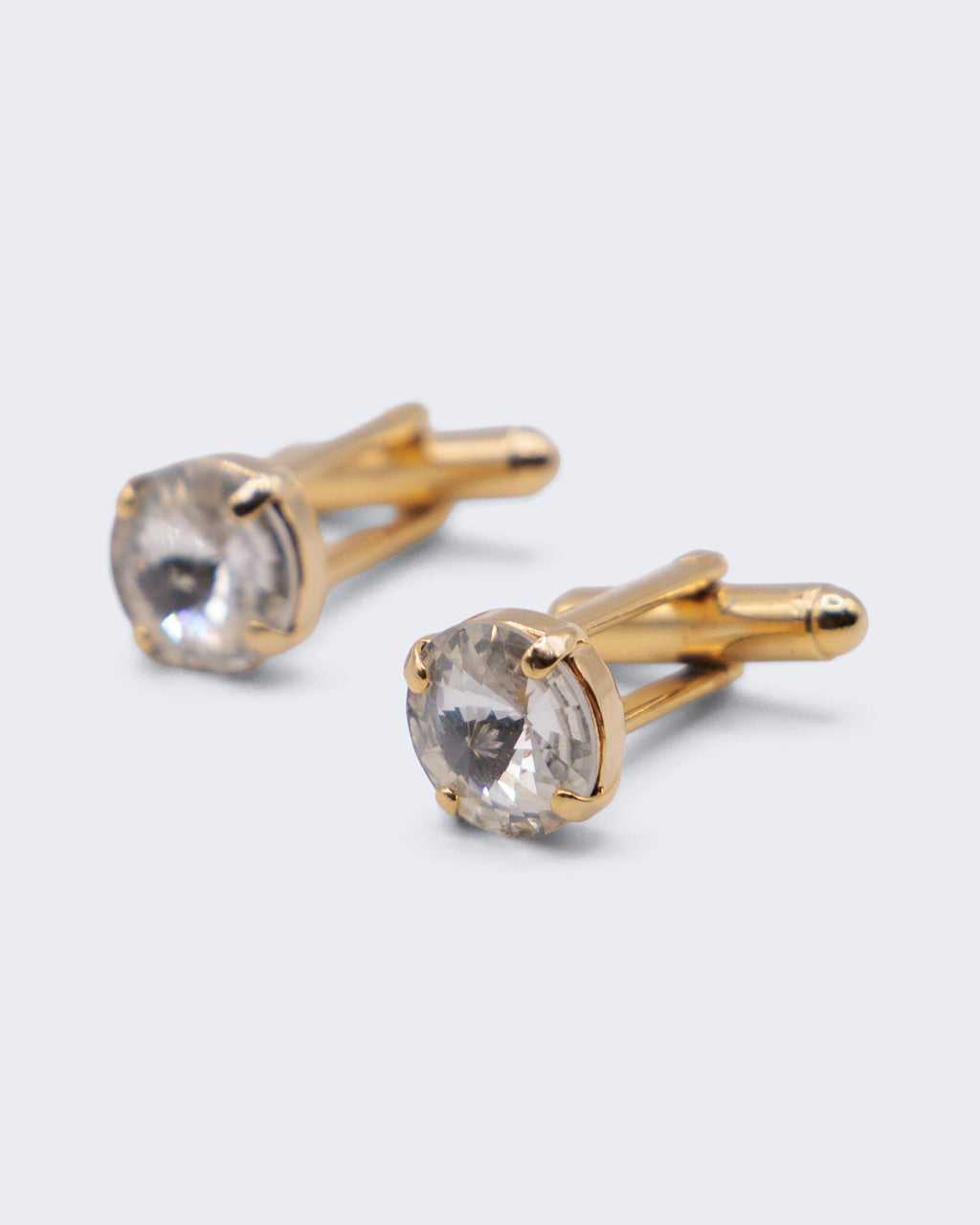 Gemelli vintage dorati con cristallo taglio brillante stile solitario