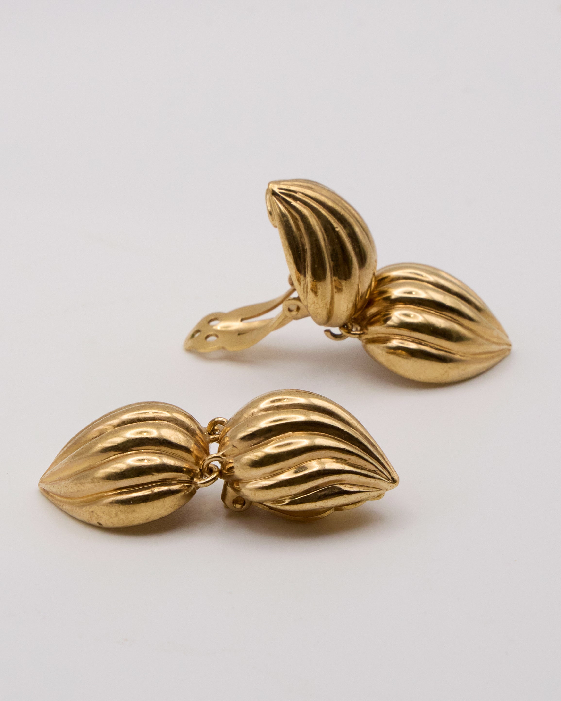 Boucles d'oreilles pendantes double coquillage
