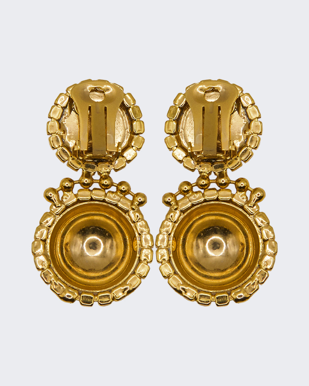 Orecchini Pendenti Vintage in Metallo Dorato con Perle Finte – Design a Due Livelli