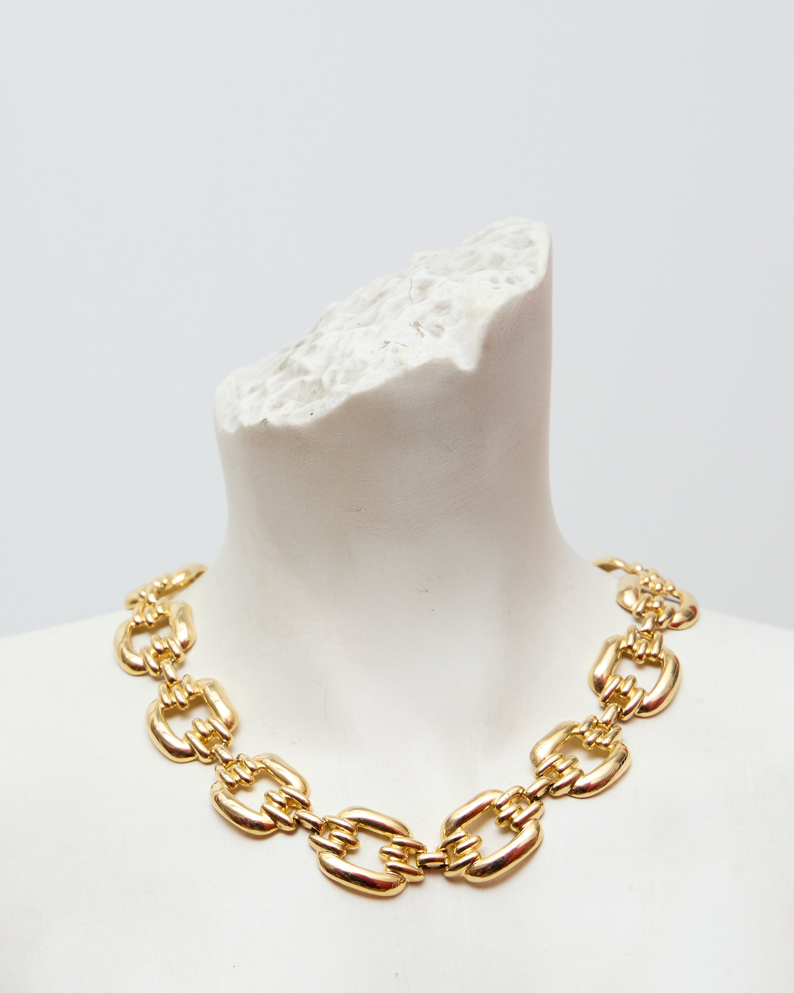 Collana Vintage Anni ’80 a Catena in Metallo Oro – Maglie Grandi Lucide
