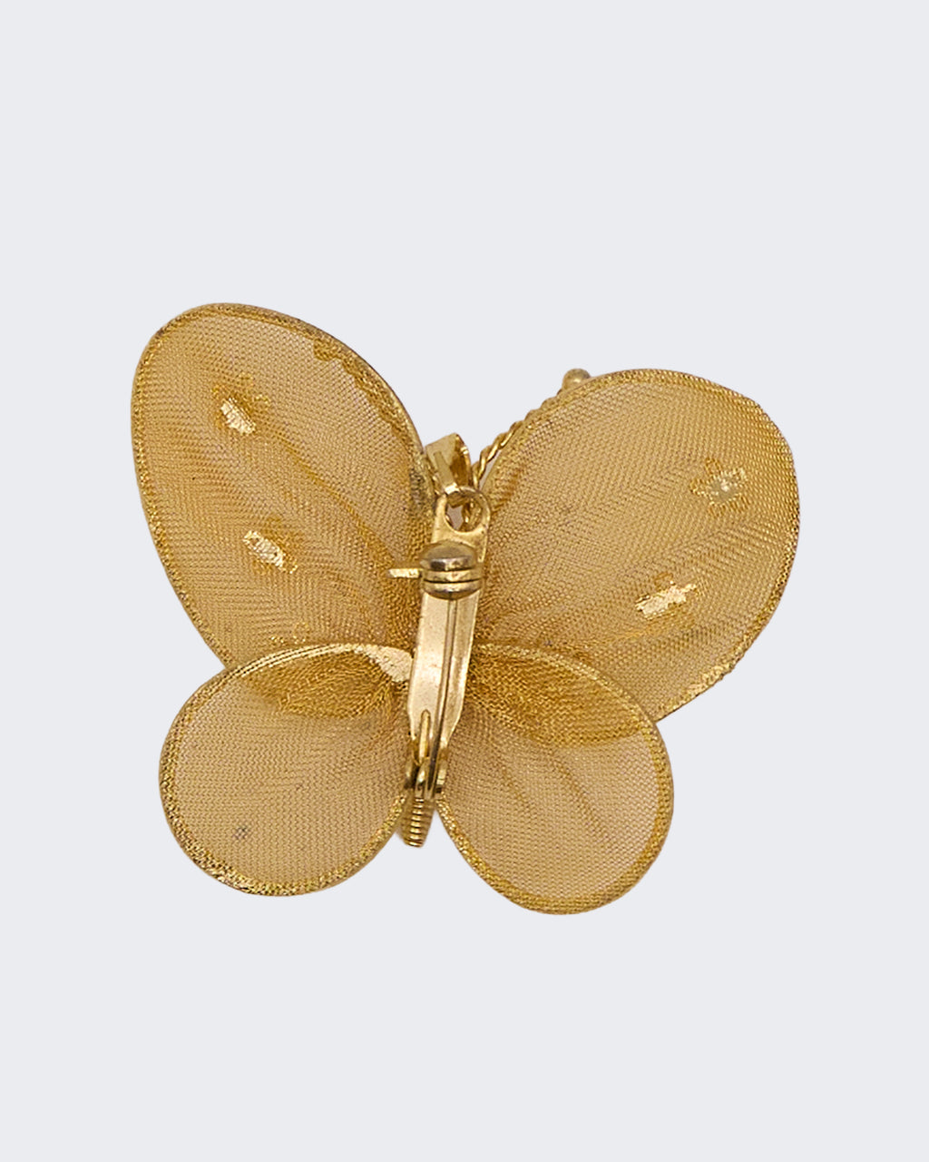 Broche papillon vintage en maille dorée – années 1950/1960