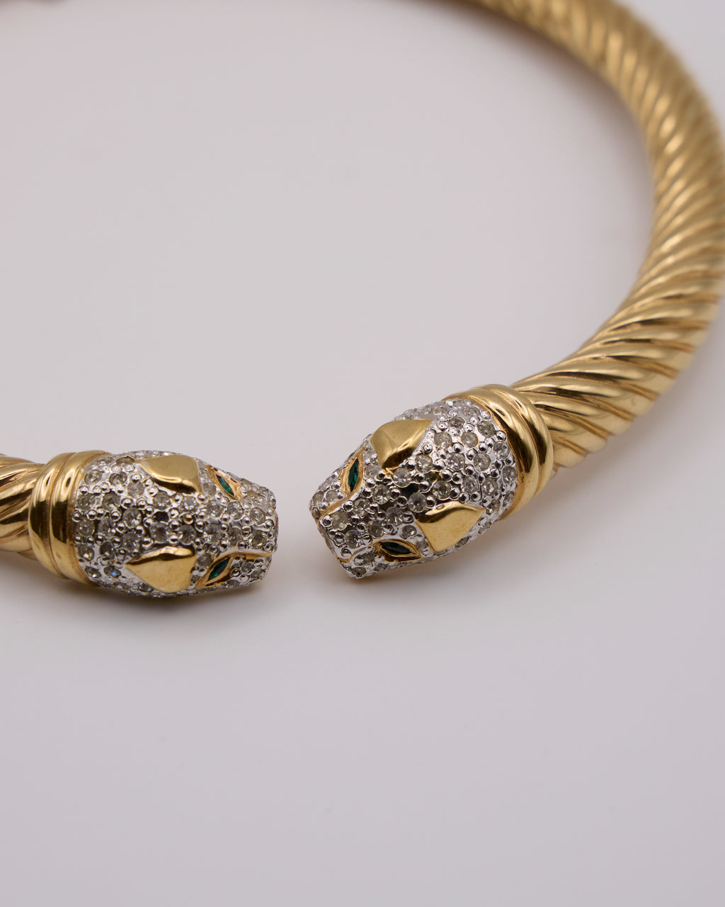 Collana Vintage firmata Vogue Bijoux Made in Italy con Teste di Pantera e Cristalli Pavé