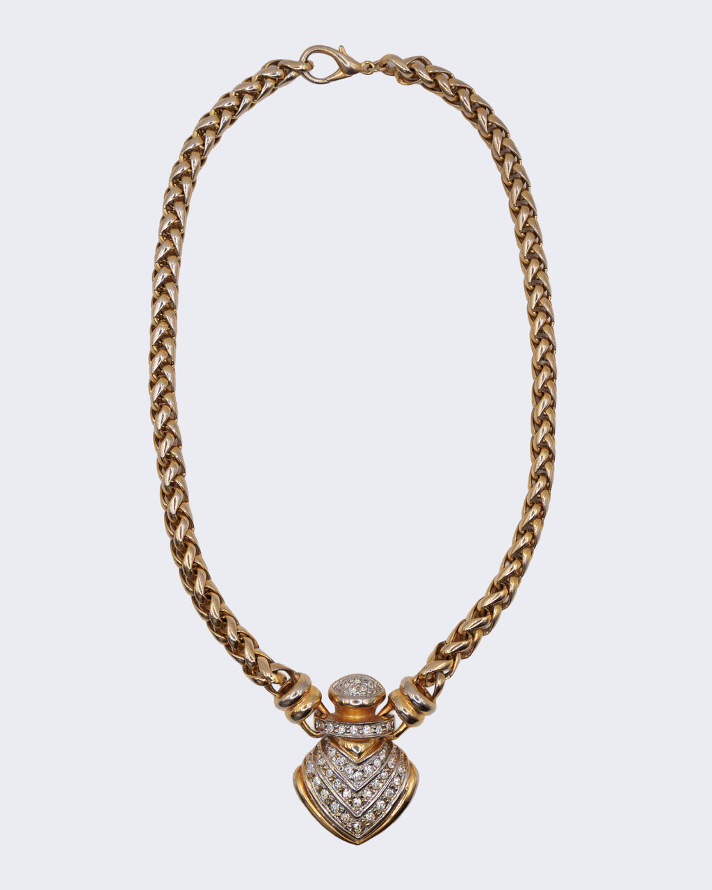 Collana Vintage Dorata con Ciondolo Cuore e Strass