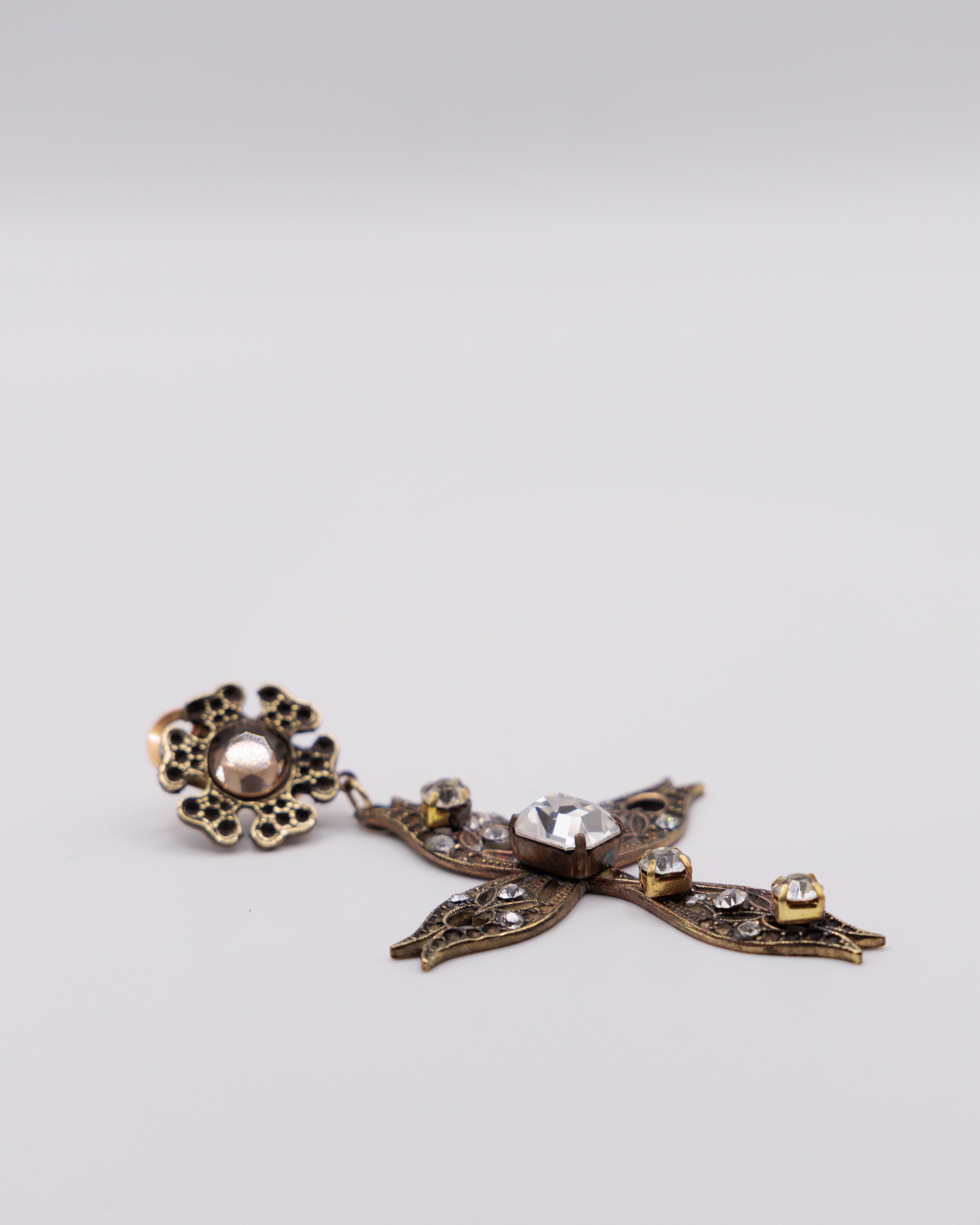 Orecchini Vintage Pendenti a Croce con Strass – Orecchini Lunghi Donna